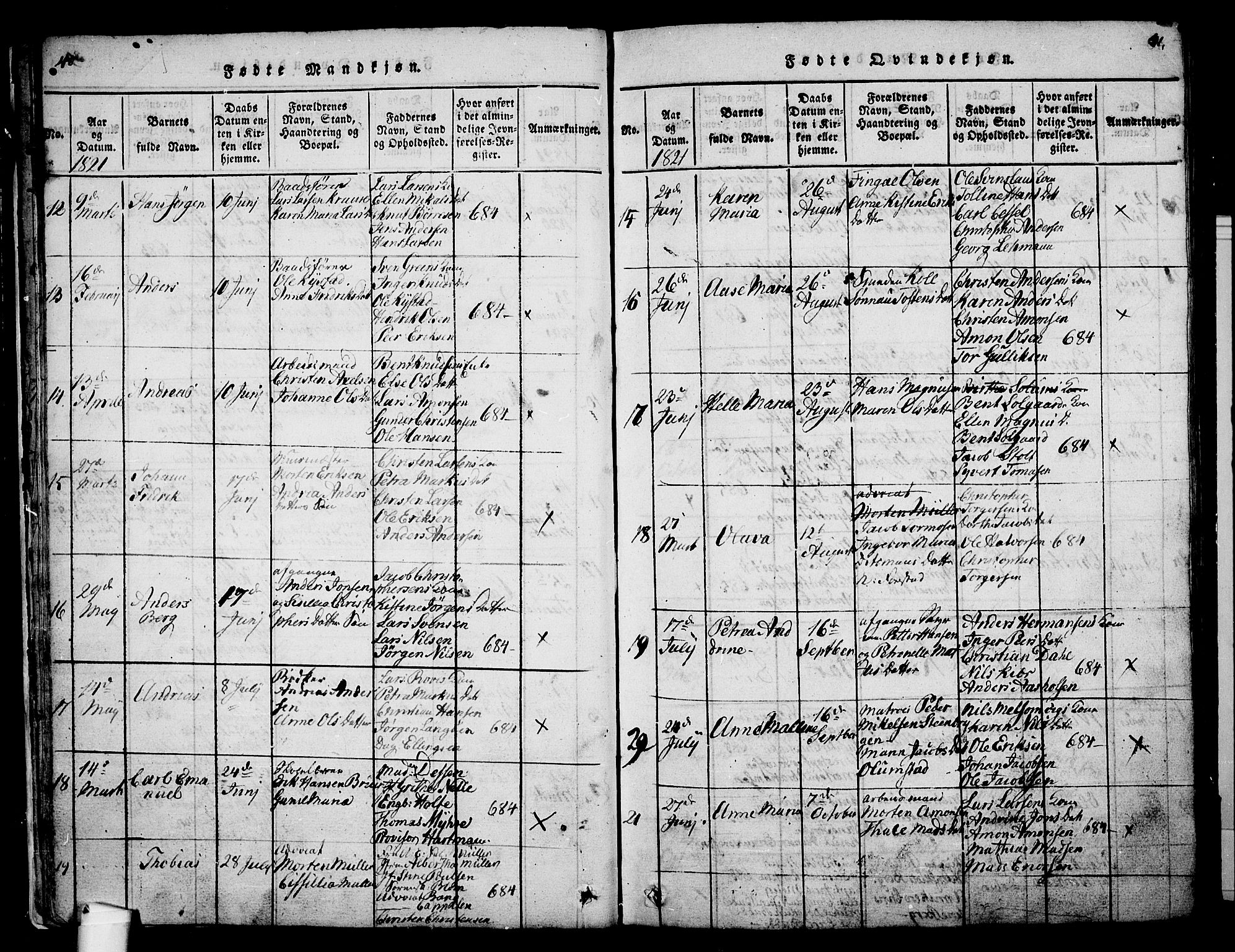 Holmestrand kirkebøker, AV/SAKO-A-346/G/Ga/L0001: Parish register (copy) no. 1, 1814-1848, p. 40-41