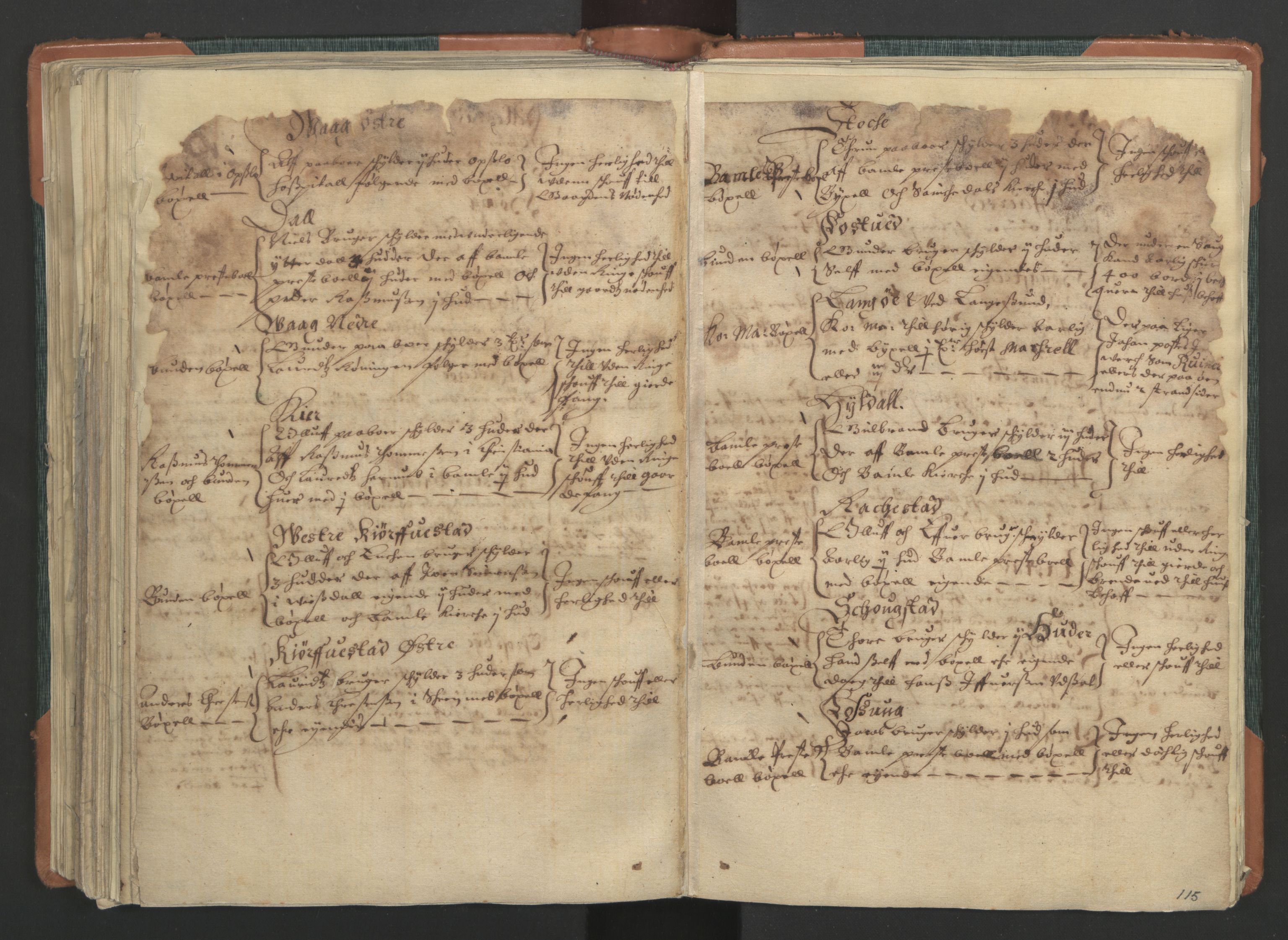 Rentekammeret inntil 1814, Realistisk ordnet avdeling, AV/RA-EA-4070/L/L0017: Skien lagdømme. Alminnelig jordebok for Telemark, Bamble og Numedal, 1661, p. 114b-115a