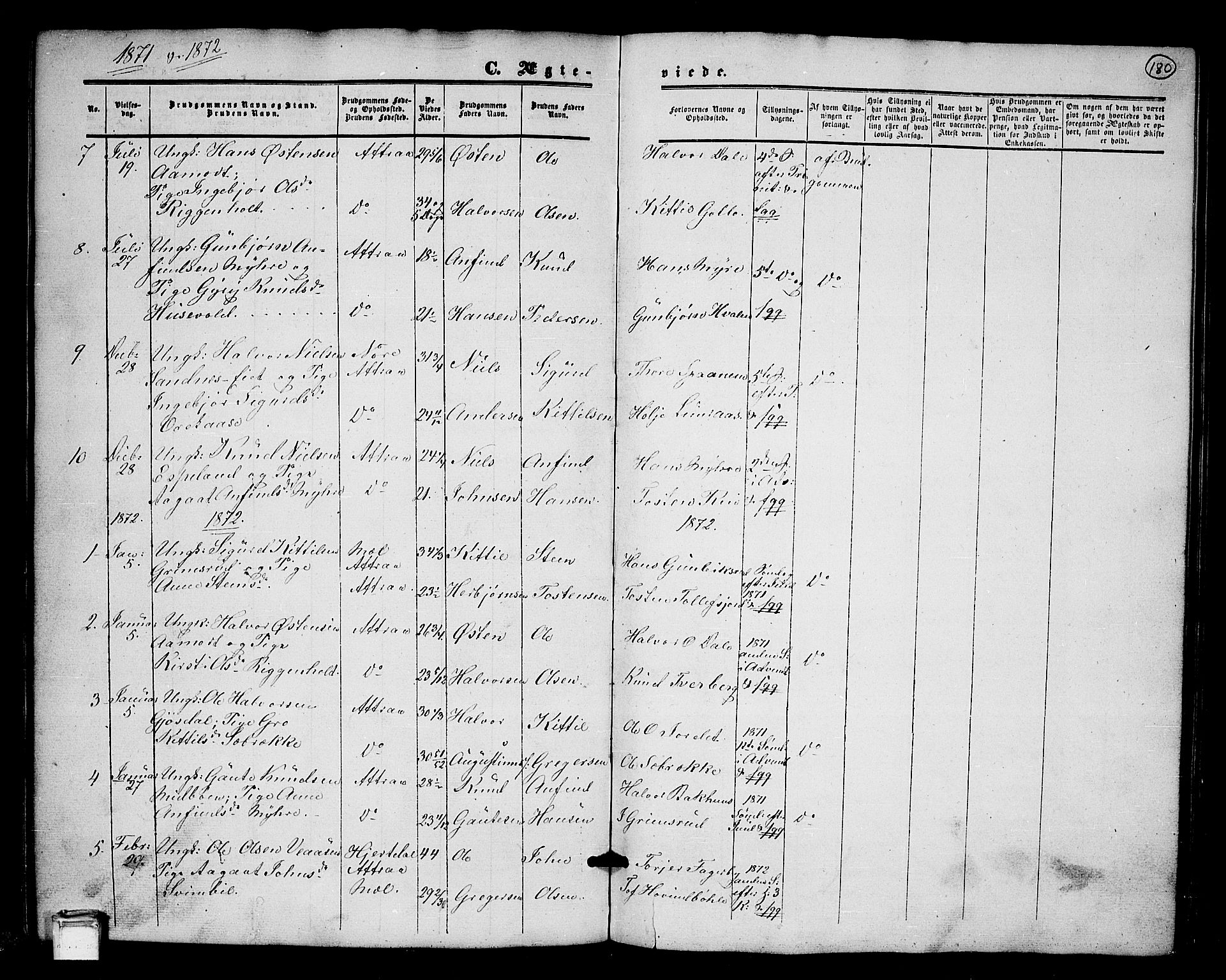 Tinn kirkebøker, SAKO/A-308/G/Ga/L0002: Parish register (copy) no. I 2, 1851-1883, p. 180