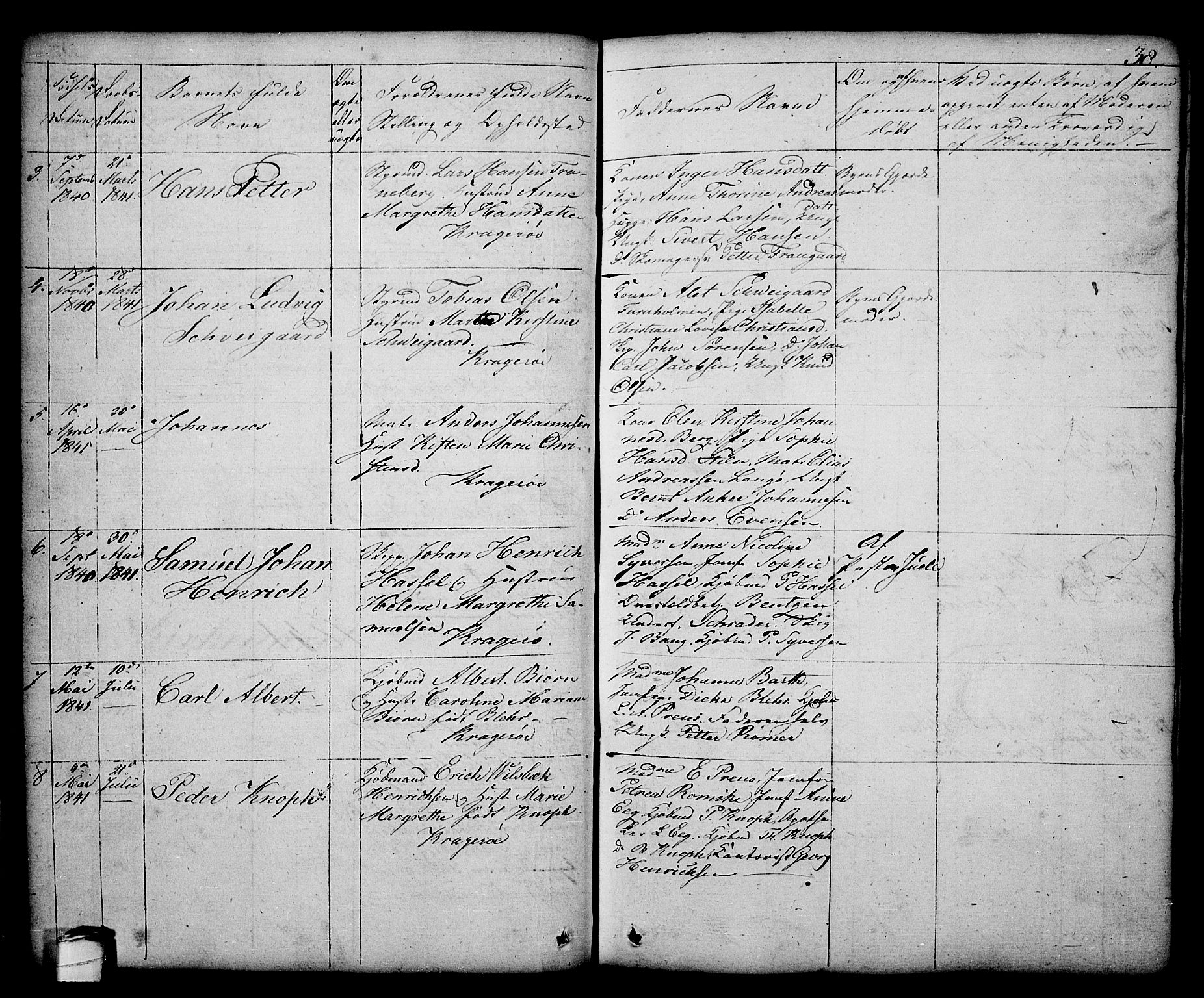 Kragerø kirkebøker, SAKO/A-278/G/Ga/L0003: Parish register (copy) no. 3, 1832-1852, p. 38