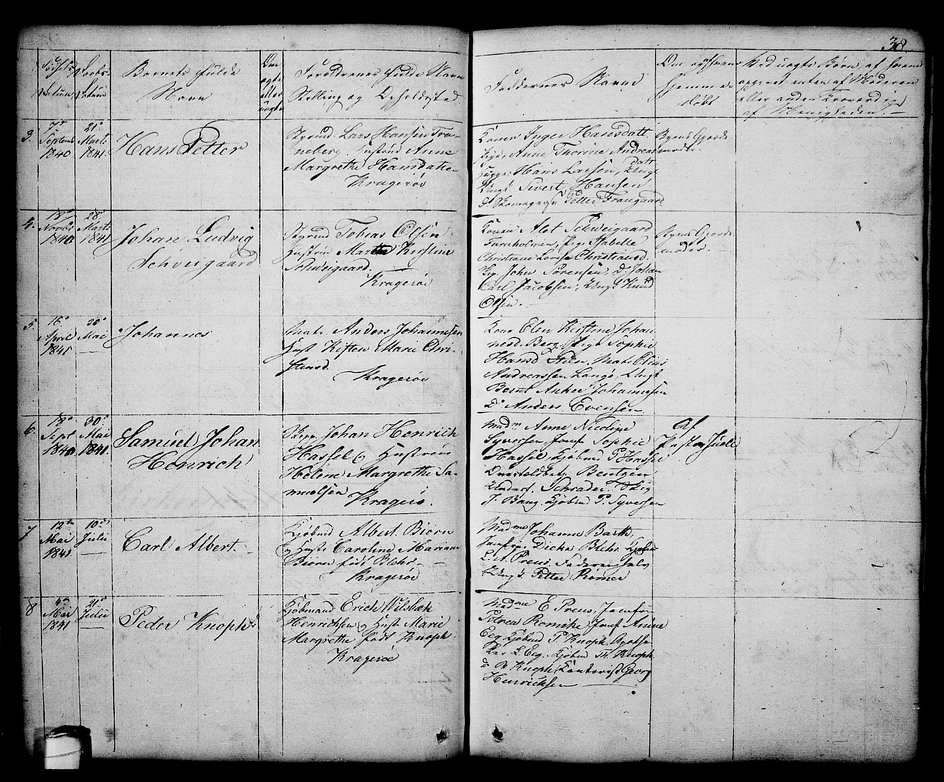 Kragerø kirkebøker, AV/SAKO-A-278/G/Ga/L0003: Parish register (copy) no. 3, 1832-1852, p. 38