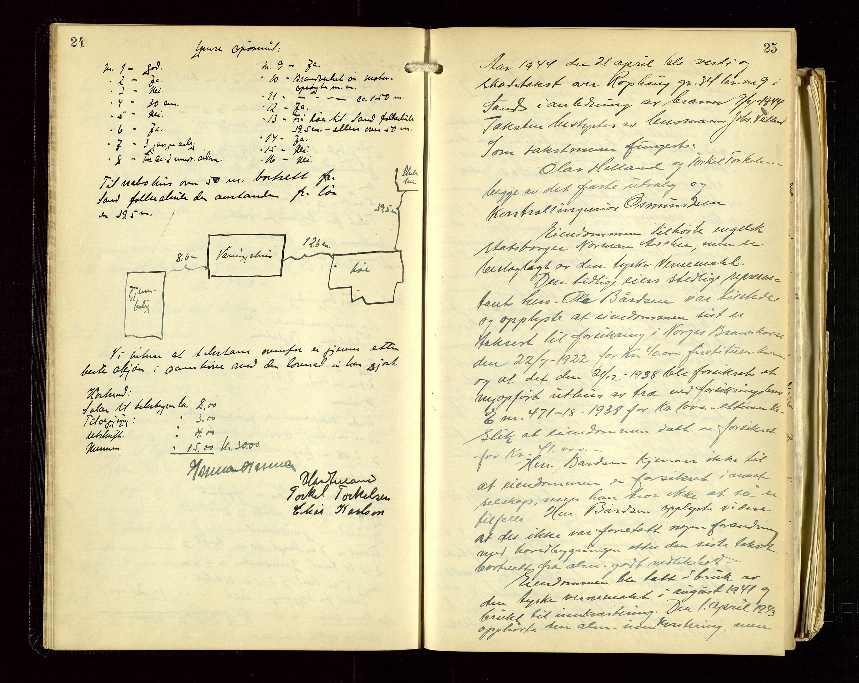 Sand lensmannskontor, SAST/A-100415/Gob/L0004: Branntakstprotokoll, 1937-1955, p. 24-25