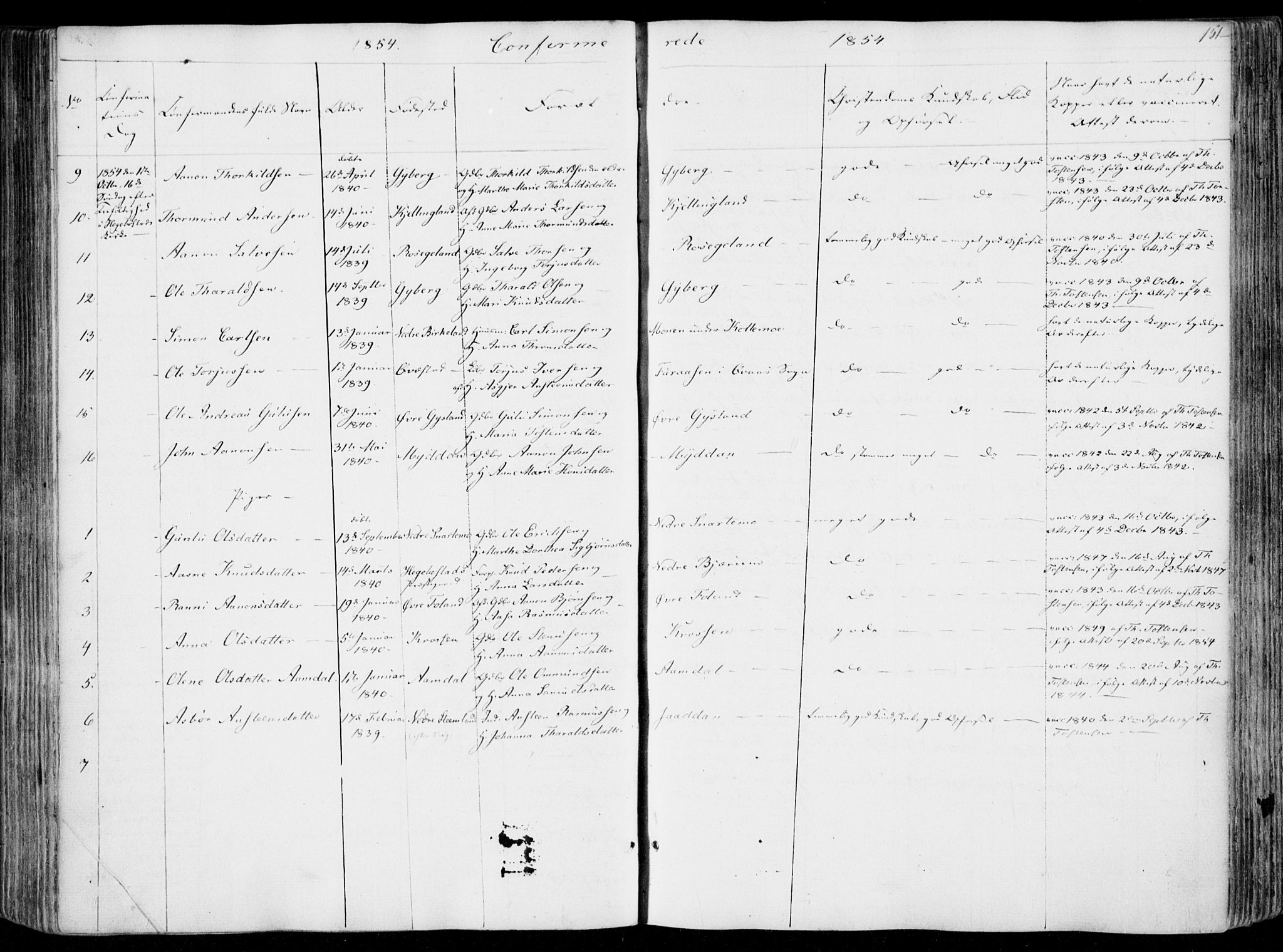 Hægebostad sokneprestkontor, AV/SAK-1111-0024/F/Fa/Faa/L0004: Parish register (official) no. A 4, 1834-1864, p. 151