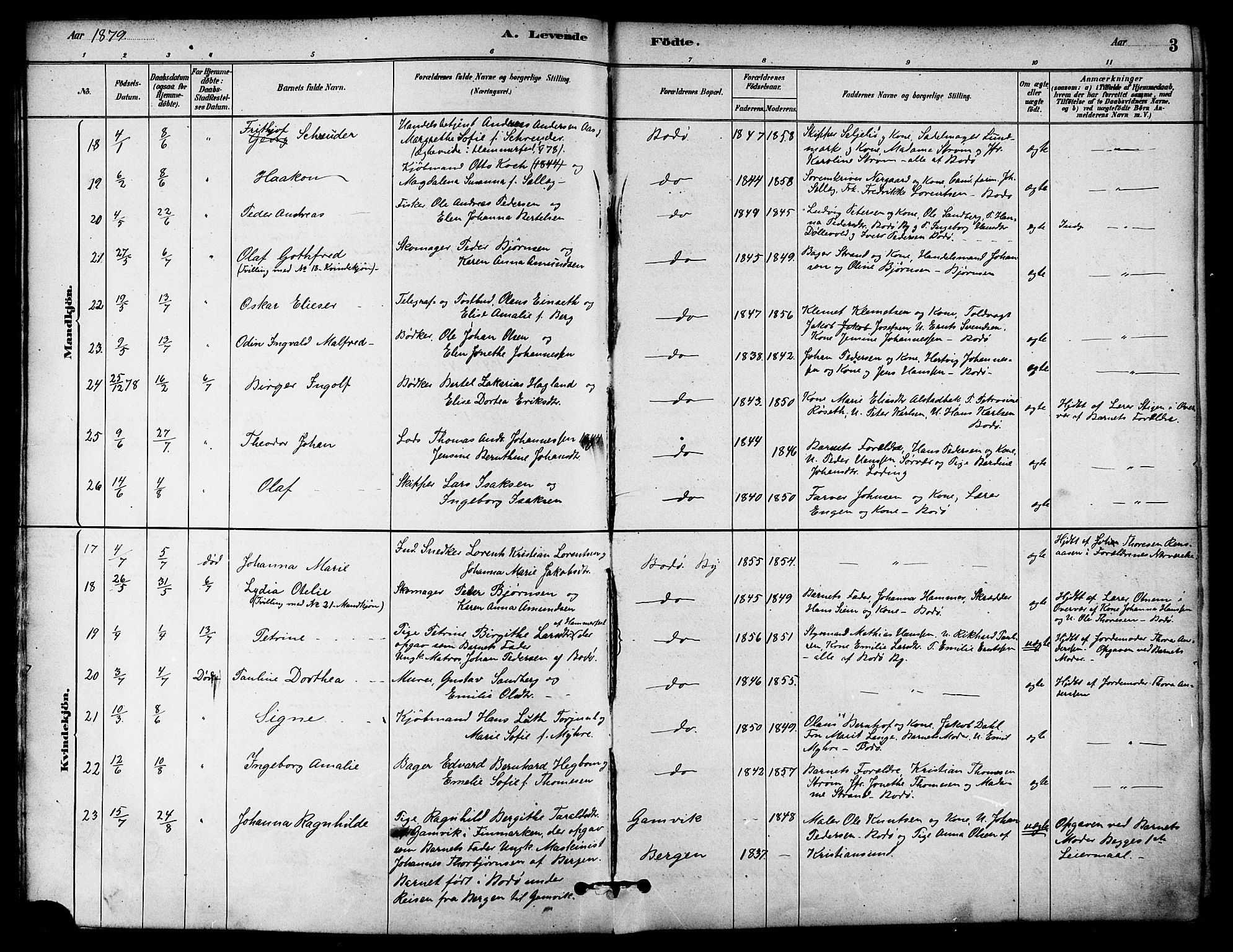 Ministerialprotokoller, klokkerbøker og fødselsregistre - Nordland, AV/SAT-A-1459/801/L0030: Parish register (copy) no. 801C05, 1879-1887, p. 3