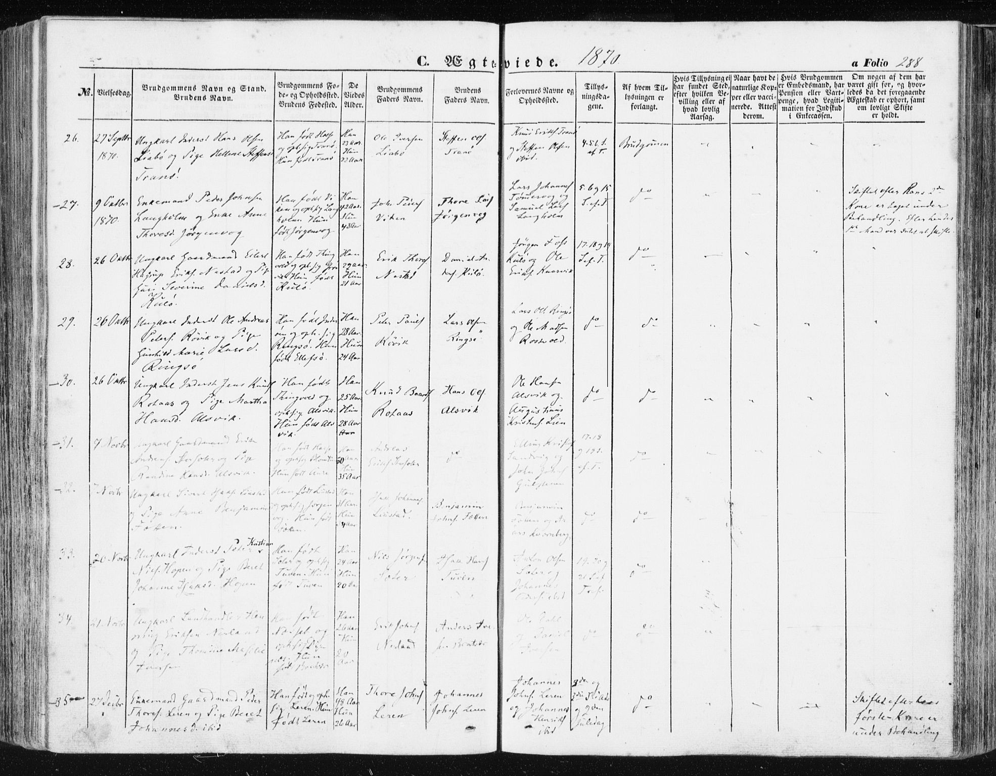 Ministerialprotokoller, klokkerbøker og fødselsregistre - Møre og Romsdal, AV/SAT-A-1454/581/L0937: Parish register (official) no. 581A05, 1853-1872, p. 288