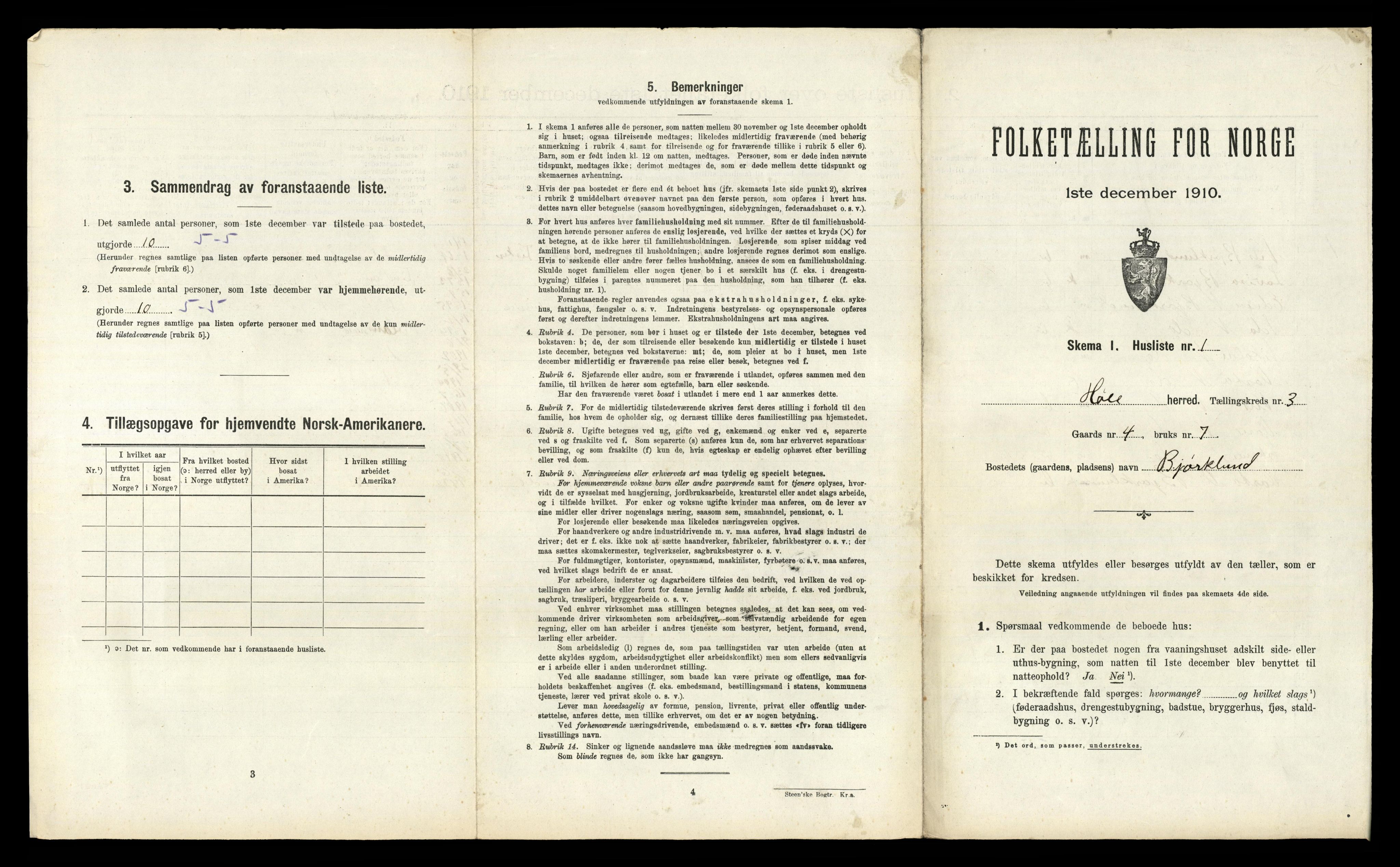 RA, 1910 census for Høle, 1910, p. 184