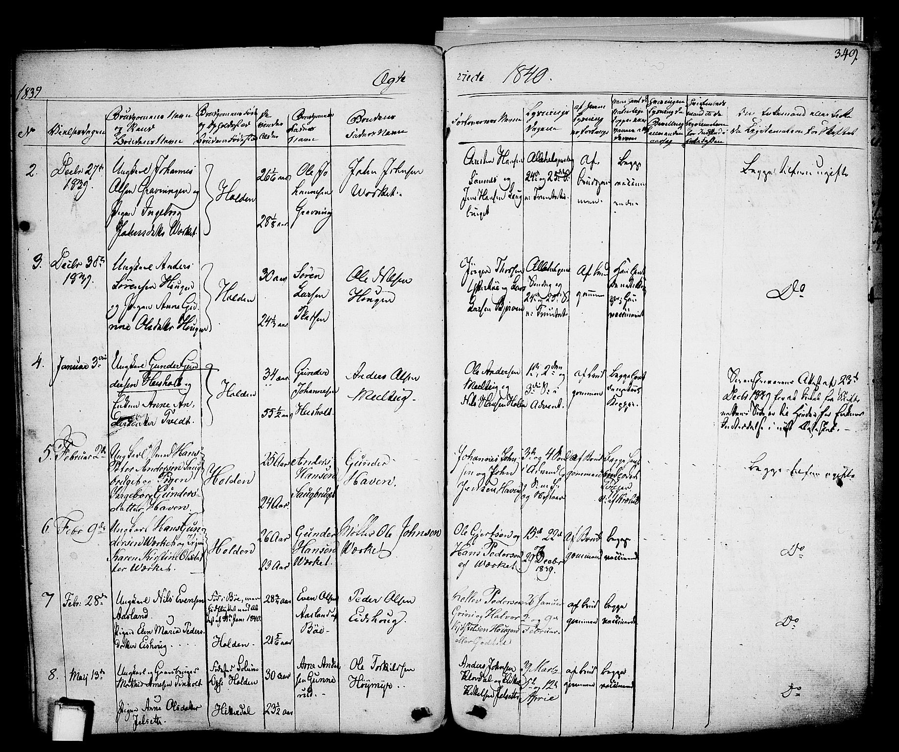 Holla kirkebøker, SAKO/A-272/F/Fa/L0004: Parish register (official) no. 4, 1830-1848, p. 349