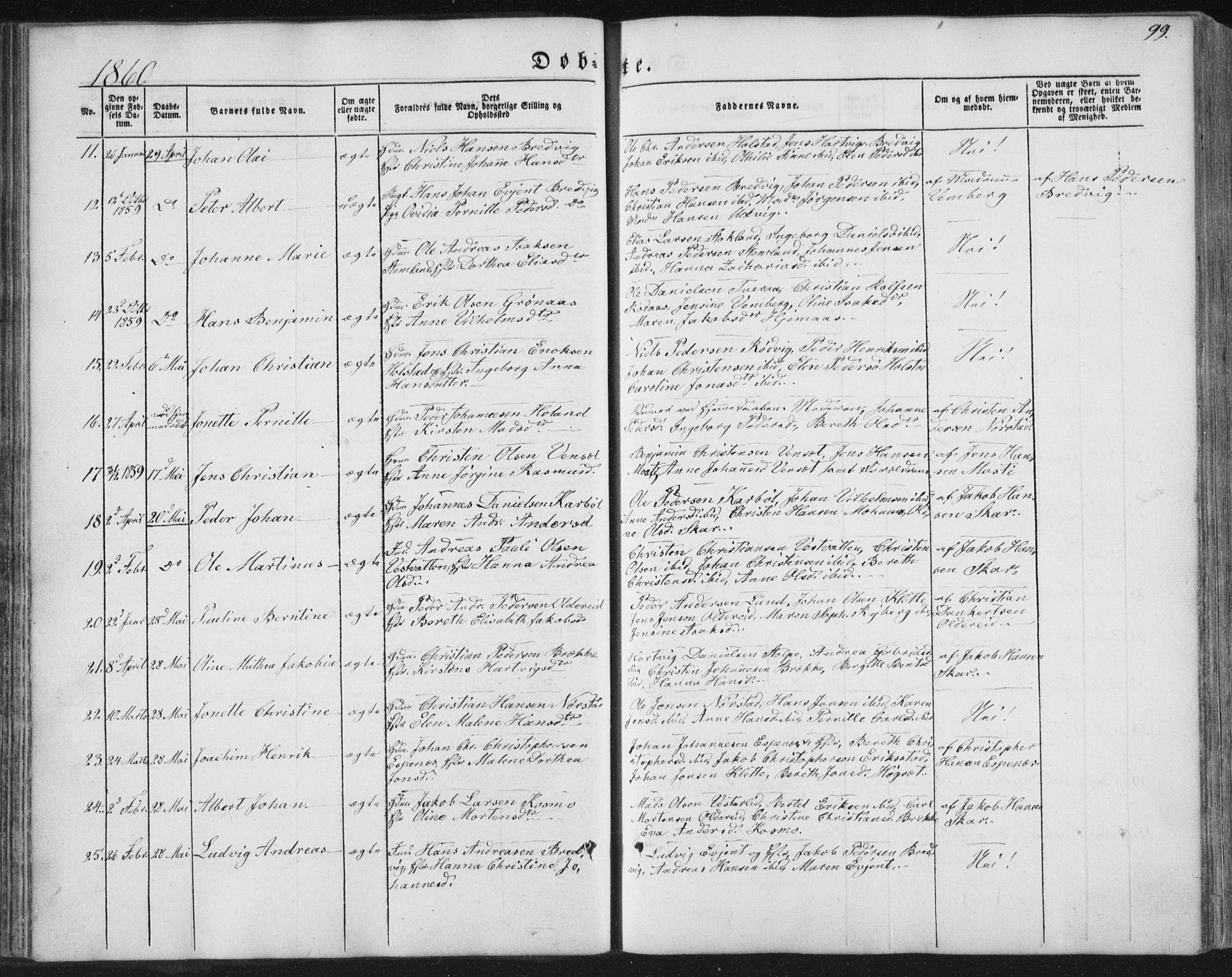 Ministerialprotokoller, klokkerbøker og fødselsregistre - Nordland, SAT/A-1459/852/L0738: Parish register (official) no. 852A08, 1849-1865, p. 99