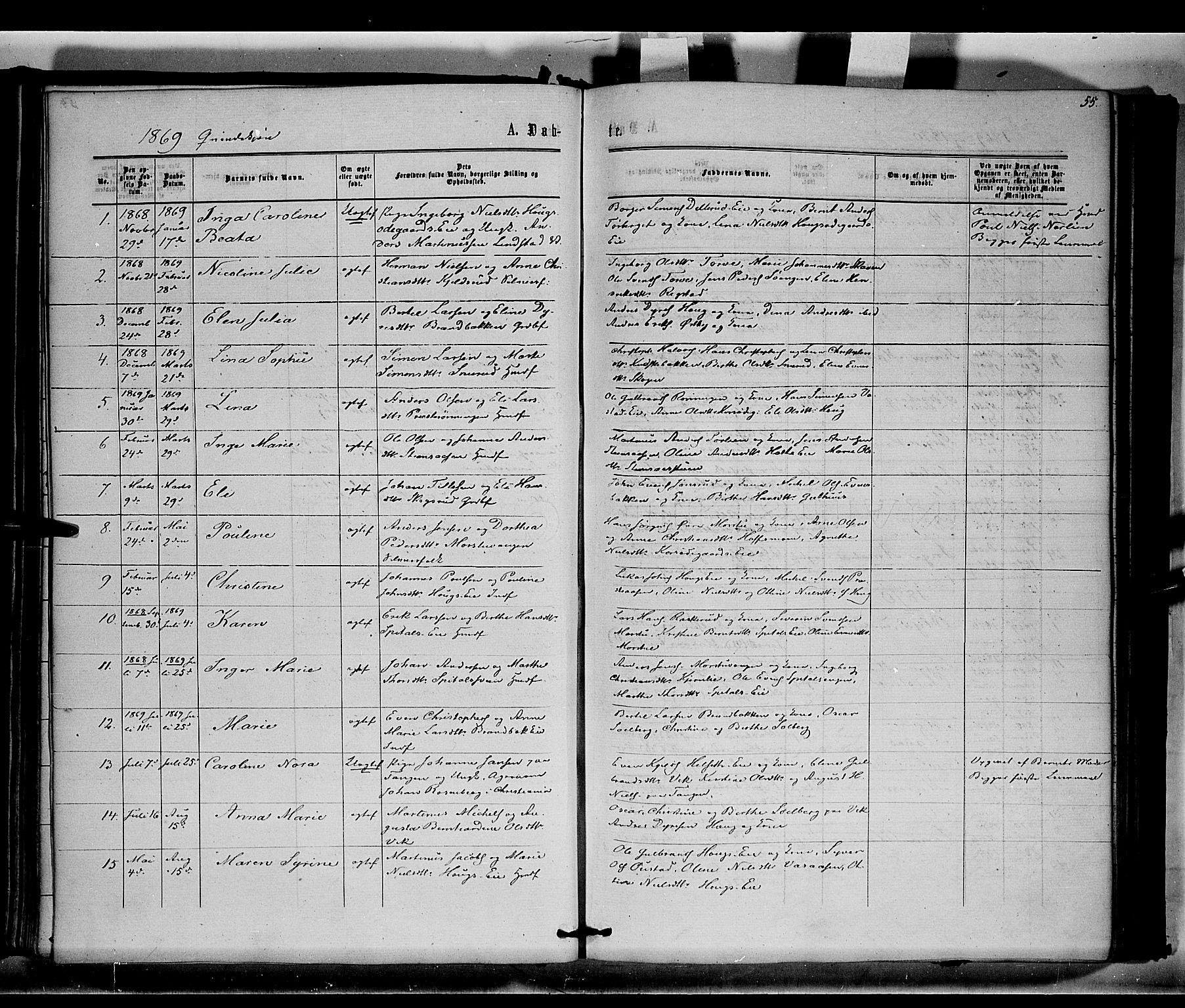 Stange prestekontor, SAH/PREST-002/K/L0014: Parish register (official) no. 14, 1862-1879, p. 55