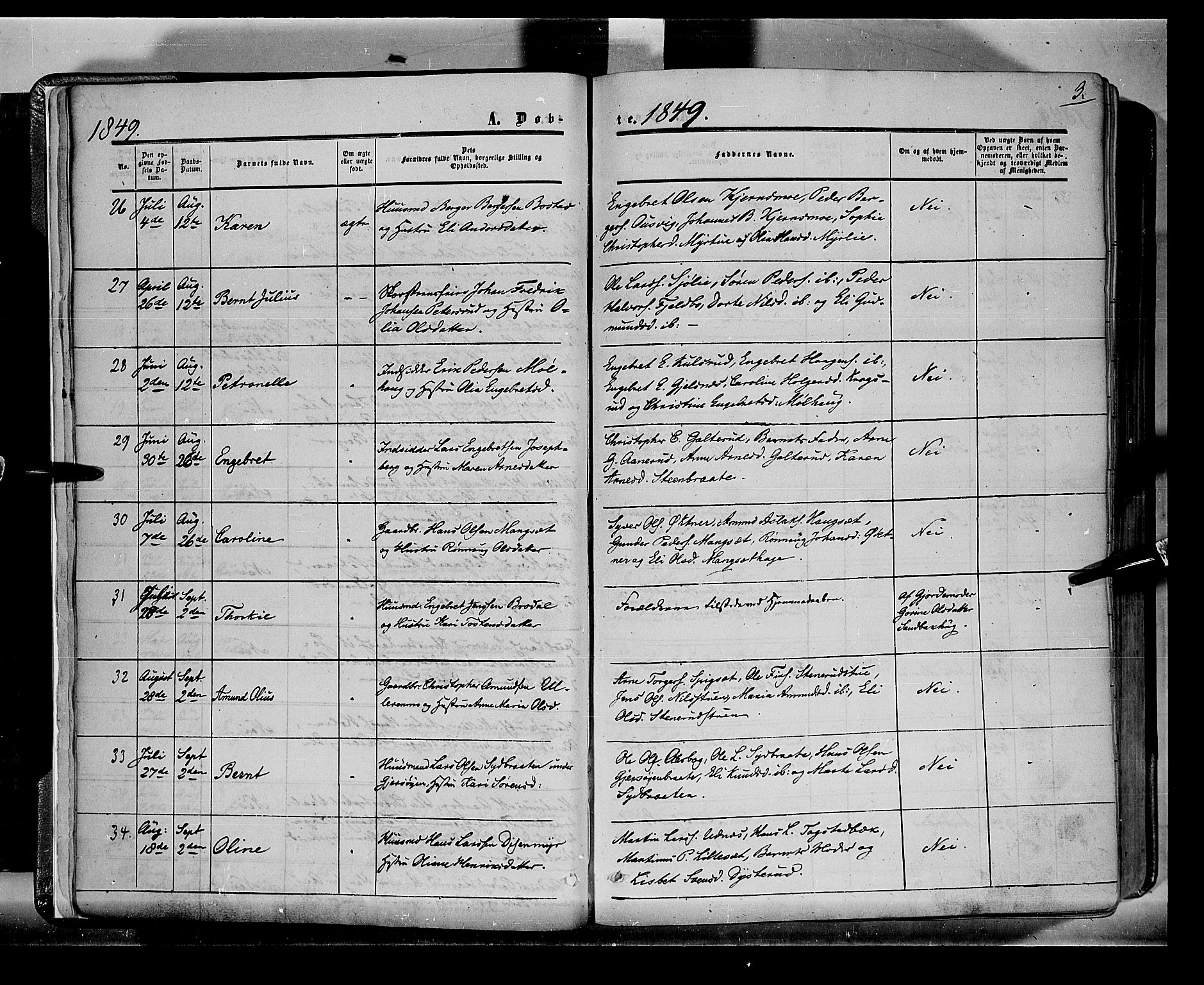 Sør-Odal prestekontor, AV/SAH-PREST-030/H/Ha/Haa/L0001: Parish register (official) no. 1, 1849-1859, p. 3