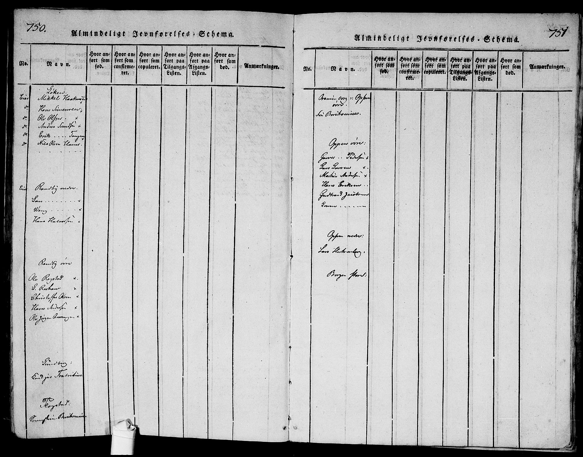 Ullensaker prestekontor Kirkebøker, SAO/A-10236a/G/Ga/L0001: Parish register (copy) no. I 1, 1815-1835, p. 750-751
