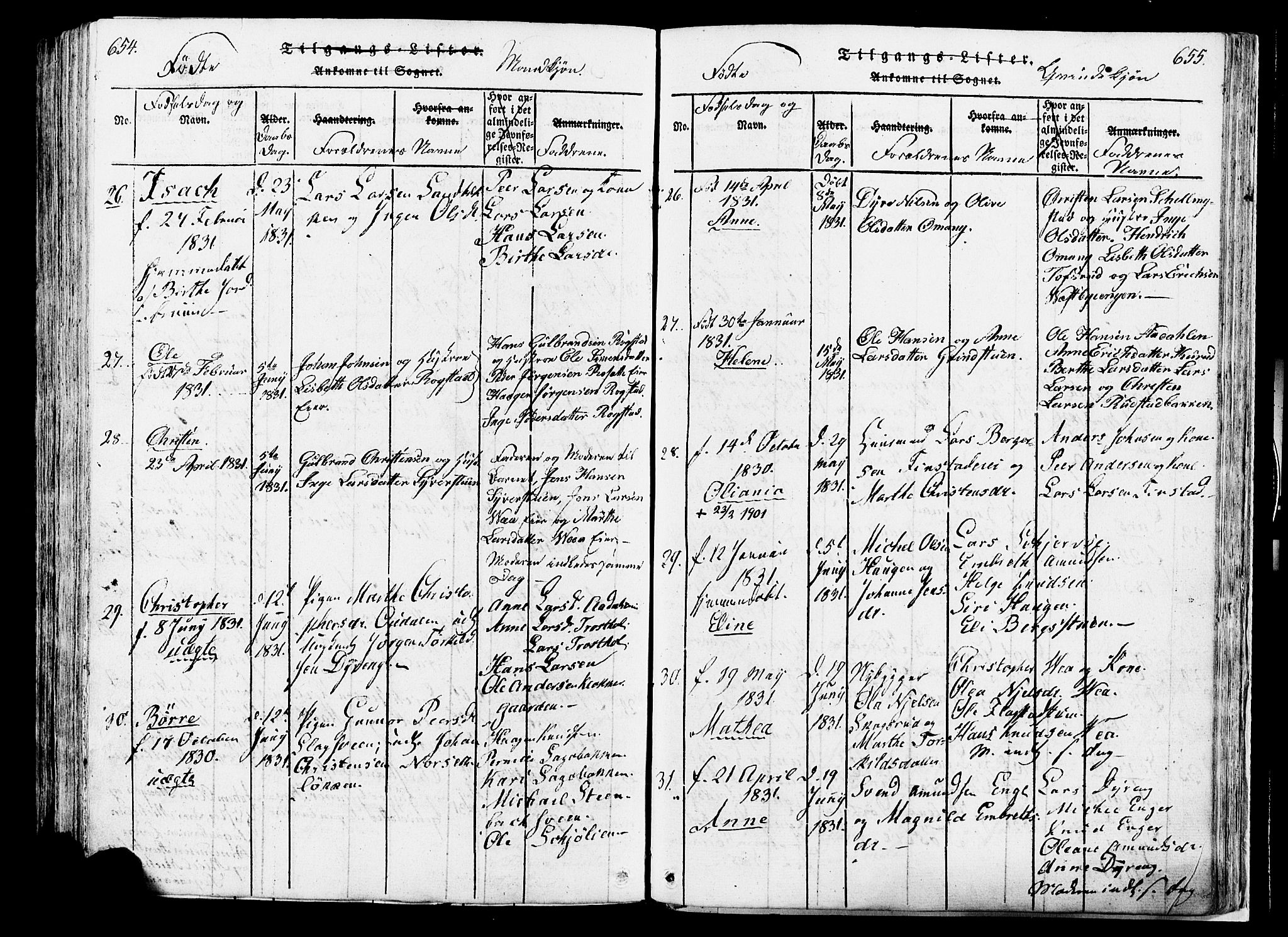 Løten prestekontor, AV/SAH-PREST-022/K/Ka/L0005: Parish register (official) no. 5, 1814-1832, p. 654-655