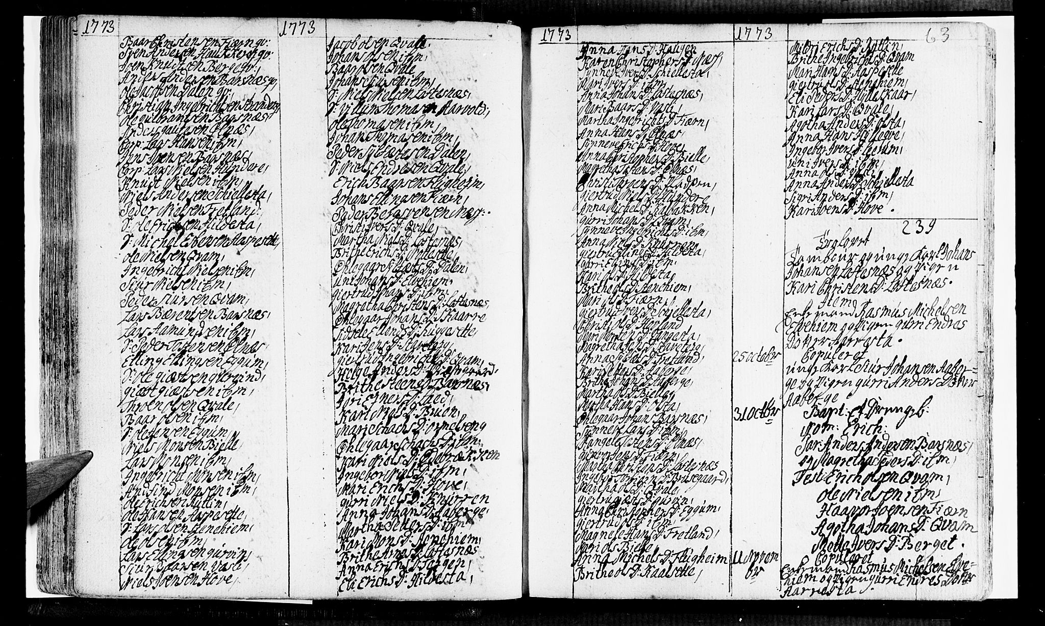 Sogndal sokneprestembete, SAB/A-81301/H/Haa/Haaa/L0005: Parish register (official) no. A 5, 1768-1782, p. 63
