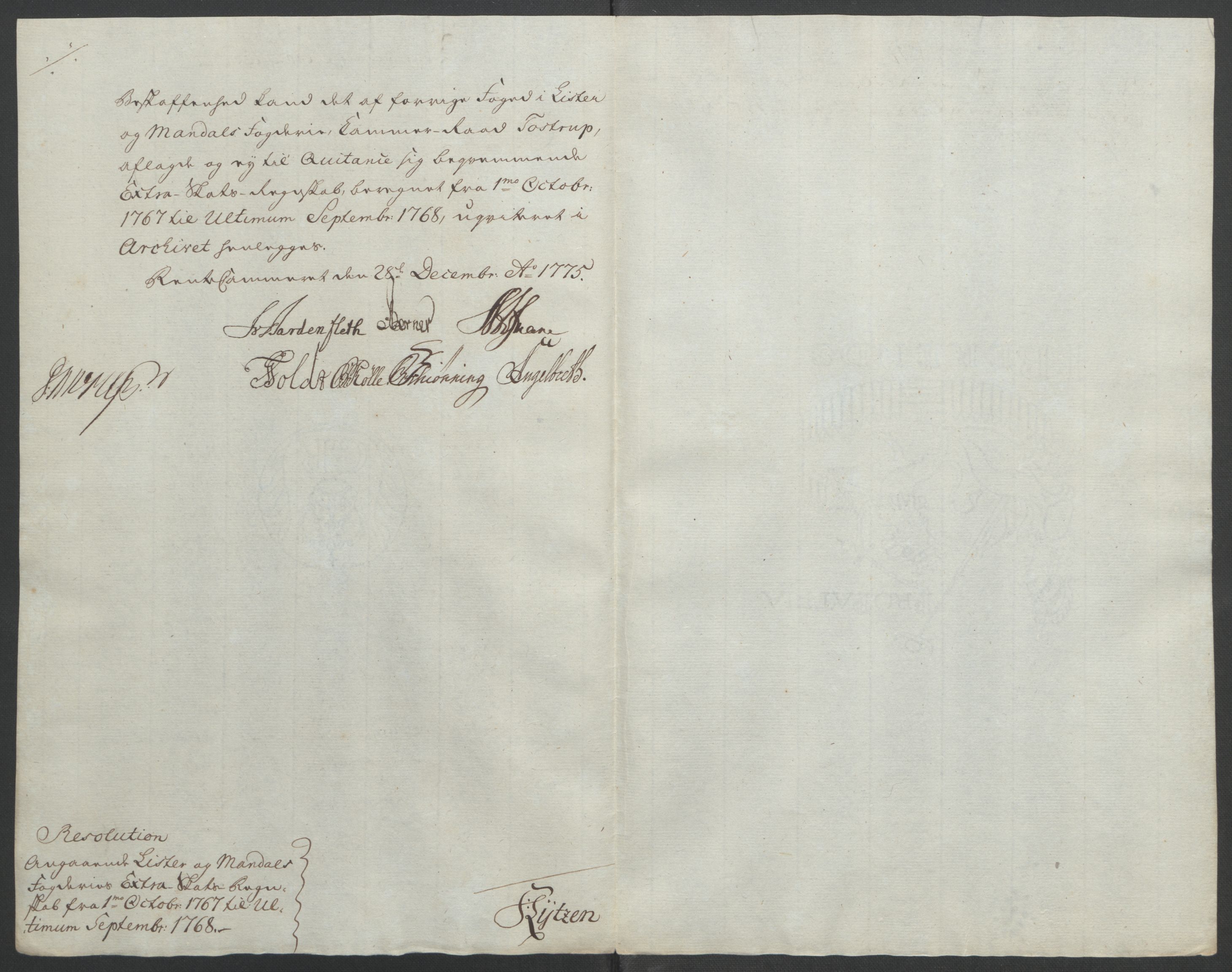 Rentekammeret inntil 1814, Reviderte regnskaper, Fogderegnskap, AV/RA-EA-4092/R45/L2704: Ekstraskatten Lista og Mandal, 1762-1768, p. 454