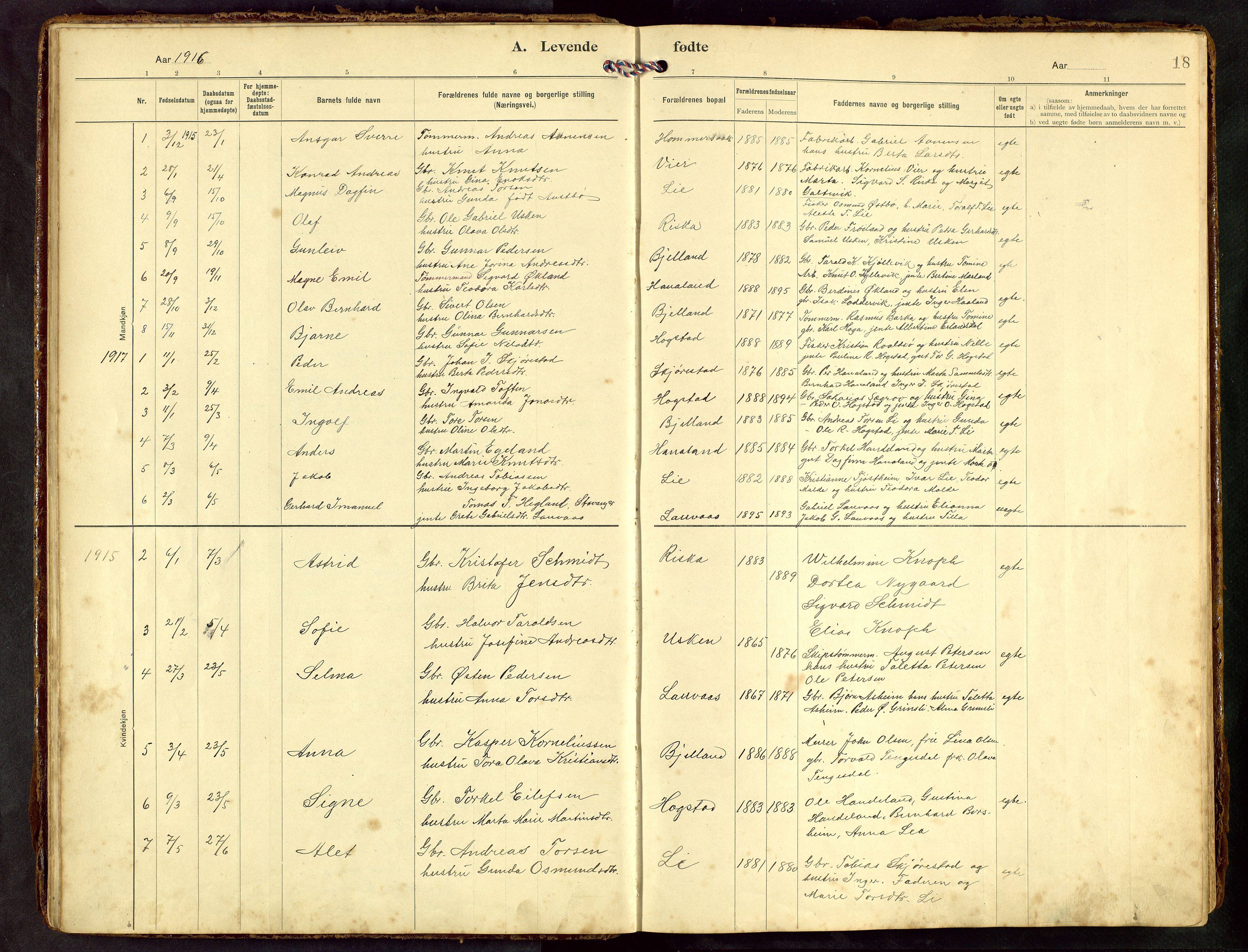 Hetland sokneprestkontor, AV/SAST-A-101826/30/30BB/L0010: Parish register (copy) no. B 10, 1910-1968, p. 18