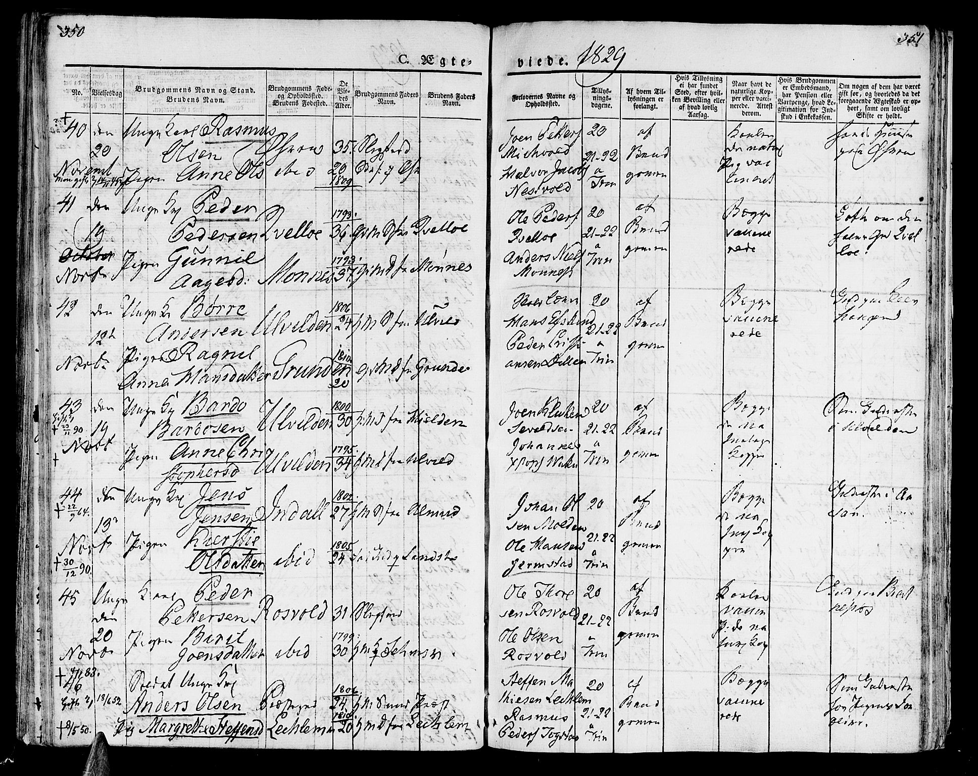 Ministerialprotokoller, klokkerbøker og fødselsregistre - Nord-Trøndelag, AV/SAT-A-1458/723/L0237: Parish register (official) no. 723A06, 1822-1830, p. 350-351