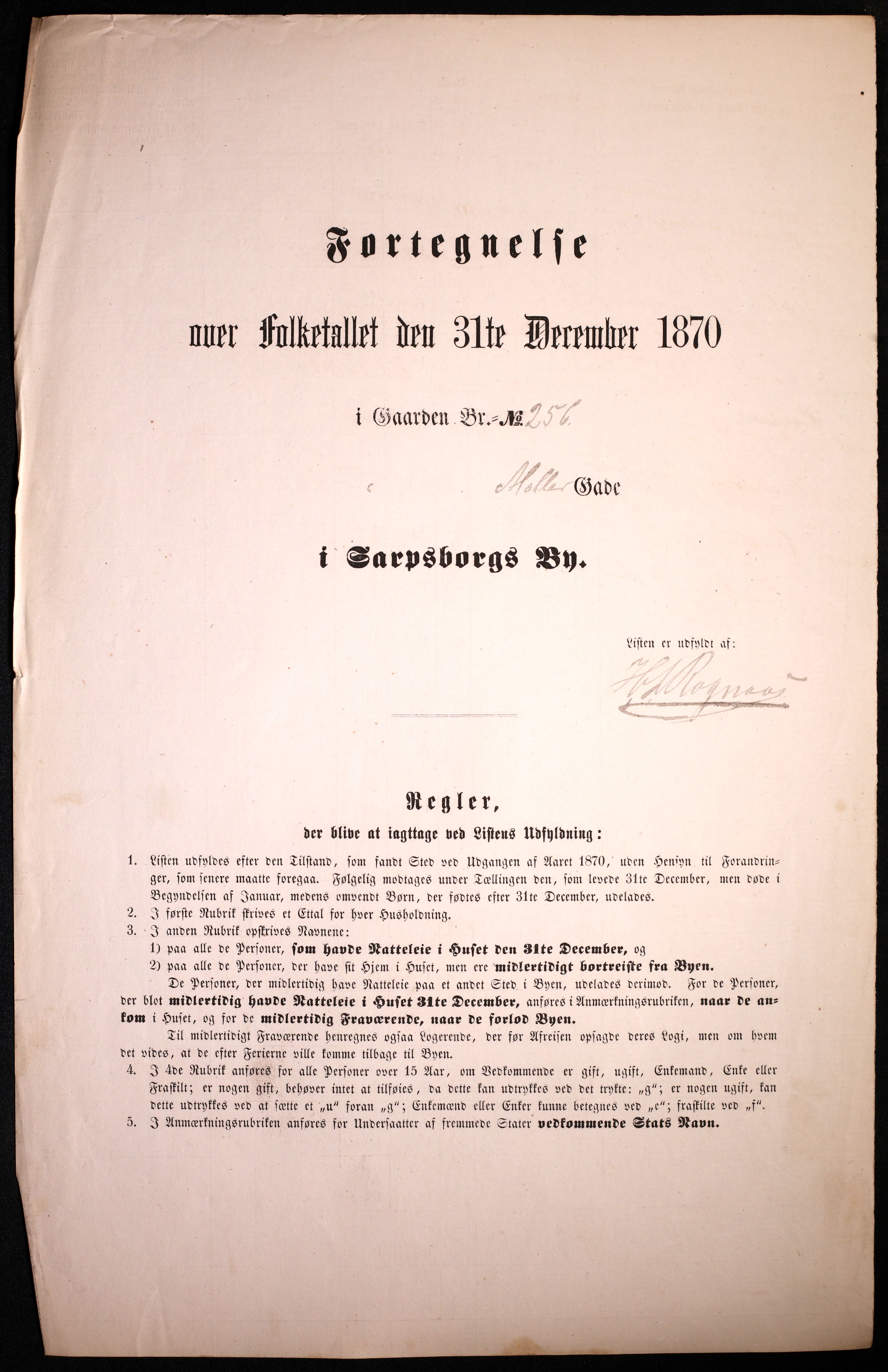 RA, 1870 census for 0102 Sarpsborg, 1870, p. 105