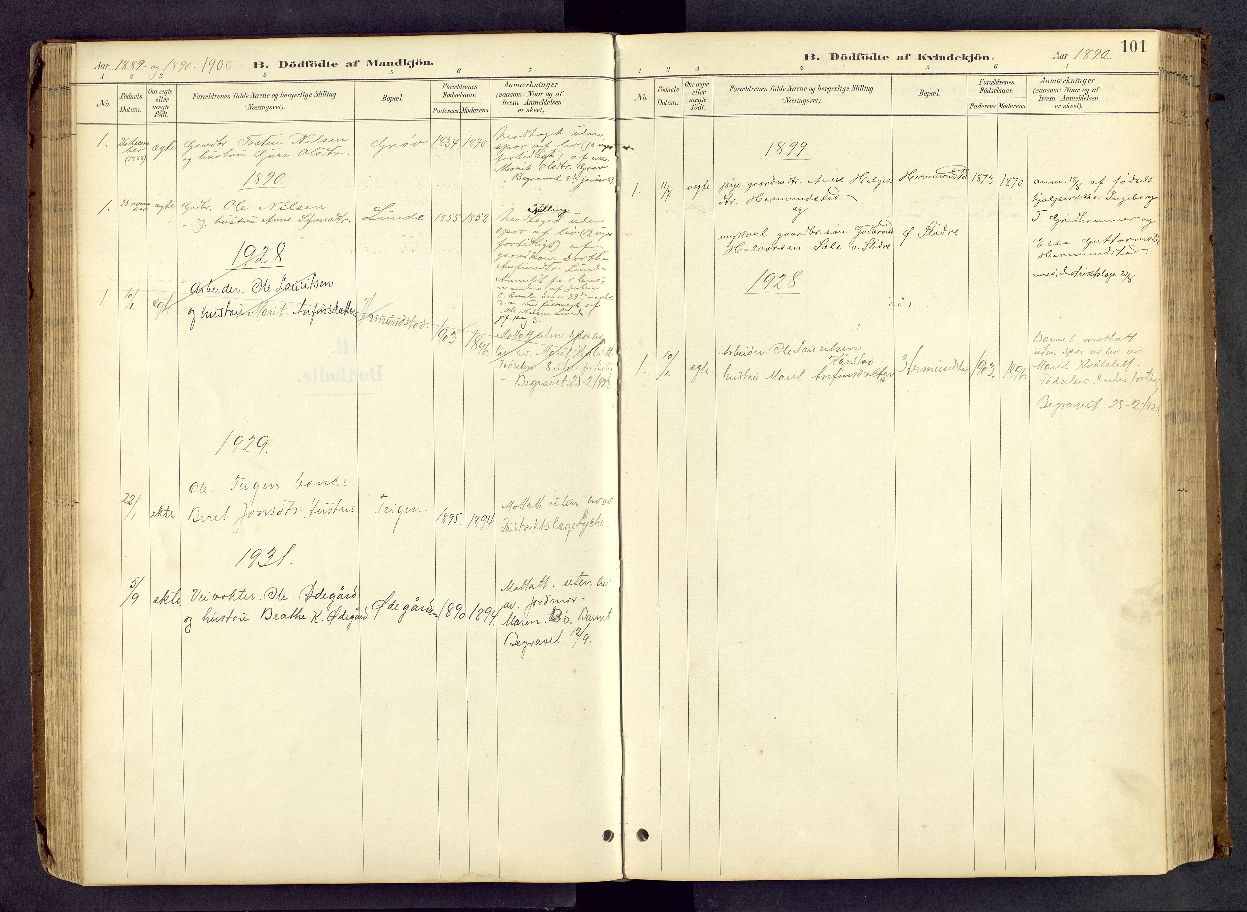 Vang prestekontor, Valdres, SAH/PREST-140/H/Hb/L0005: Parish register (copy) no. 5, 1889-1945, p. 101