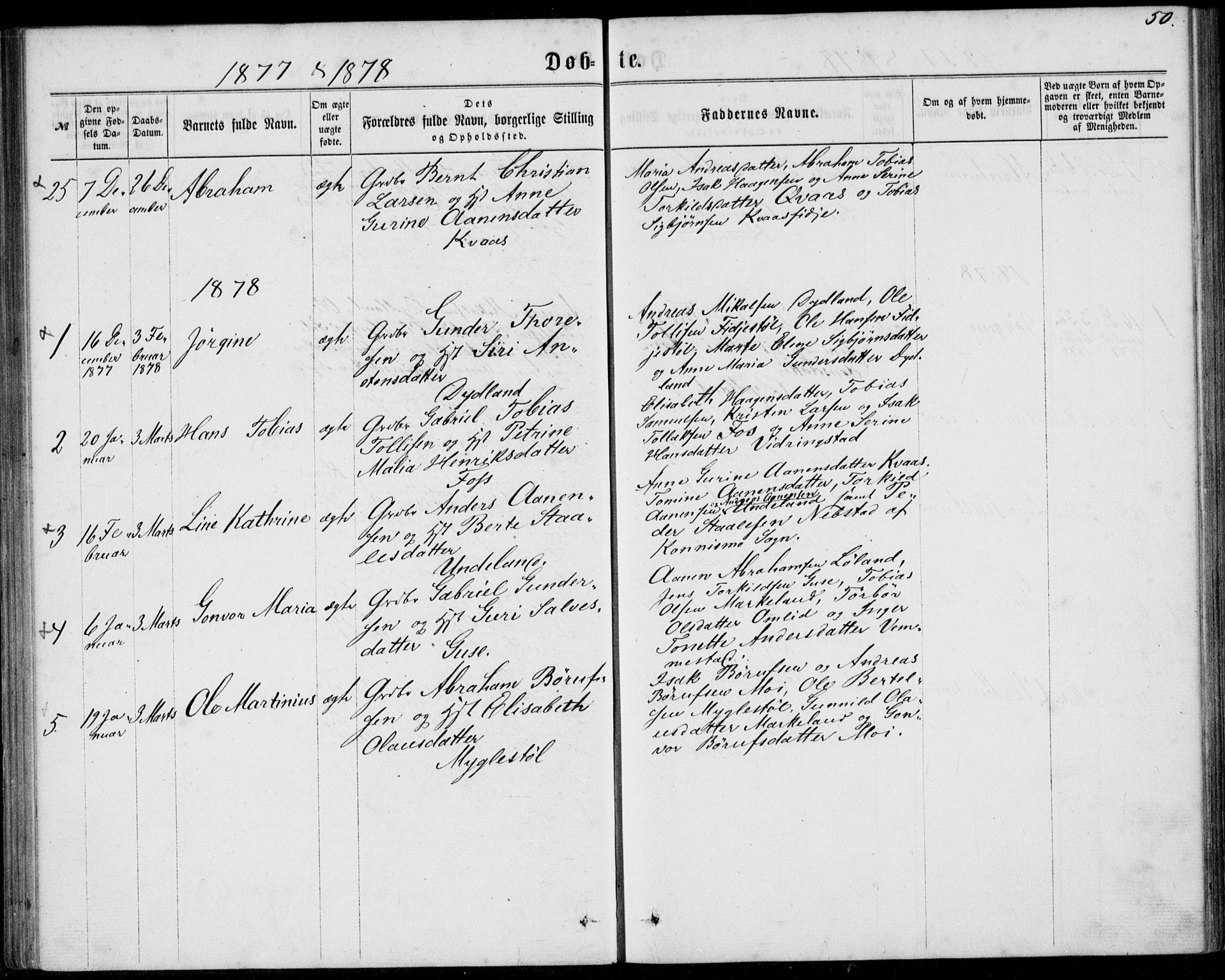 Lyngdal sokneprestkontor, SAK/1111-0029/F/Fa/Fab/L0002: Parish register (official) no. A 2, 1861-1878, p. 50