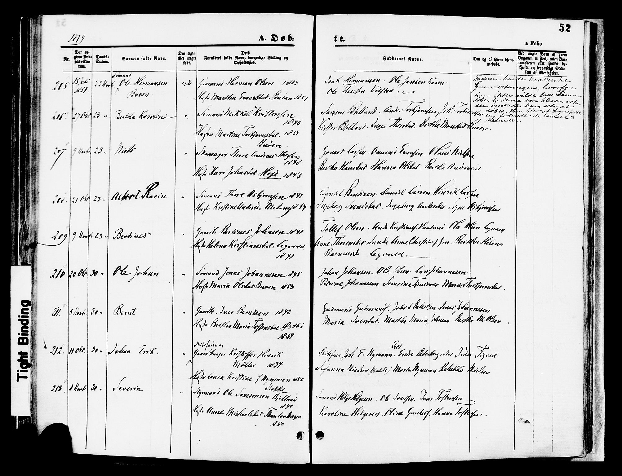 Hetland sokneprestkontor, AV/SAST-A-101826/30/30BA/L0008: Parish register (official) no. A 8, 1877-1884, p. 52