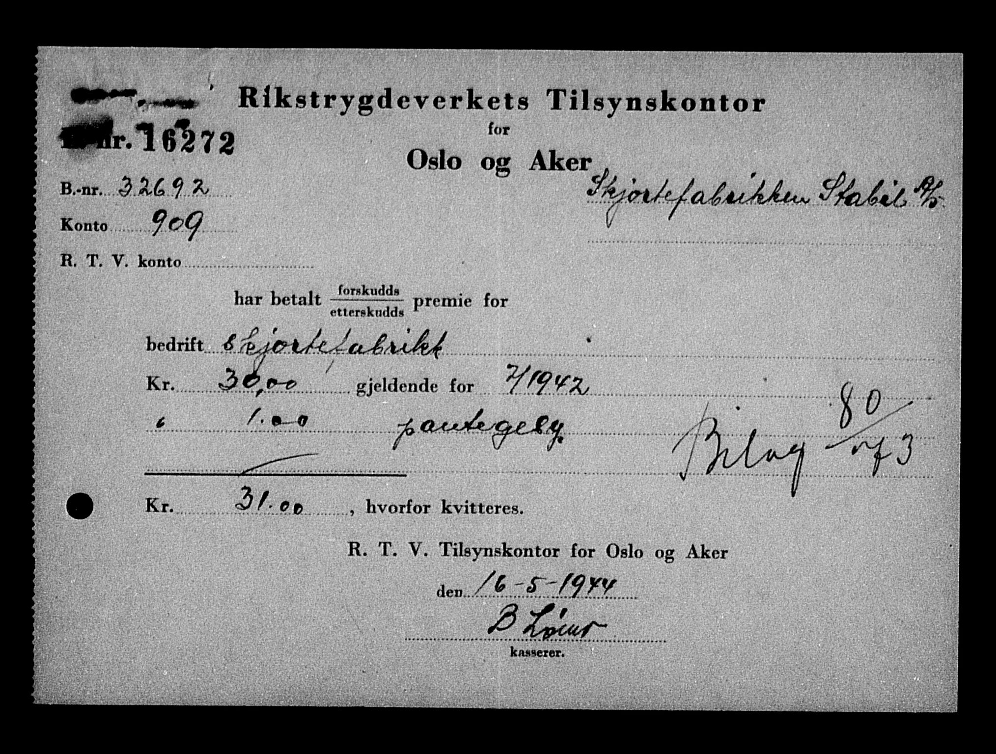 Justisdepartementet, Tilbakeføringskontoret for inndratte formuer, RA/S-1564/H/Hc/Hcc/L0926: --, 1945-1947, p. 496