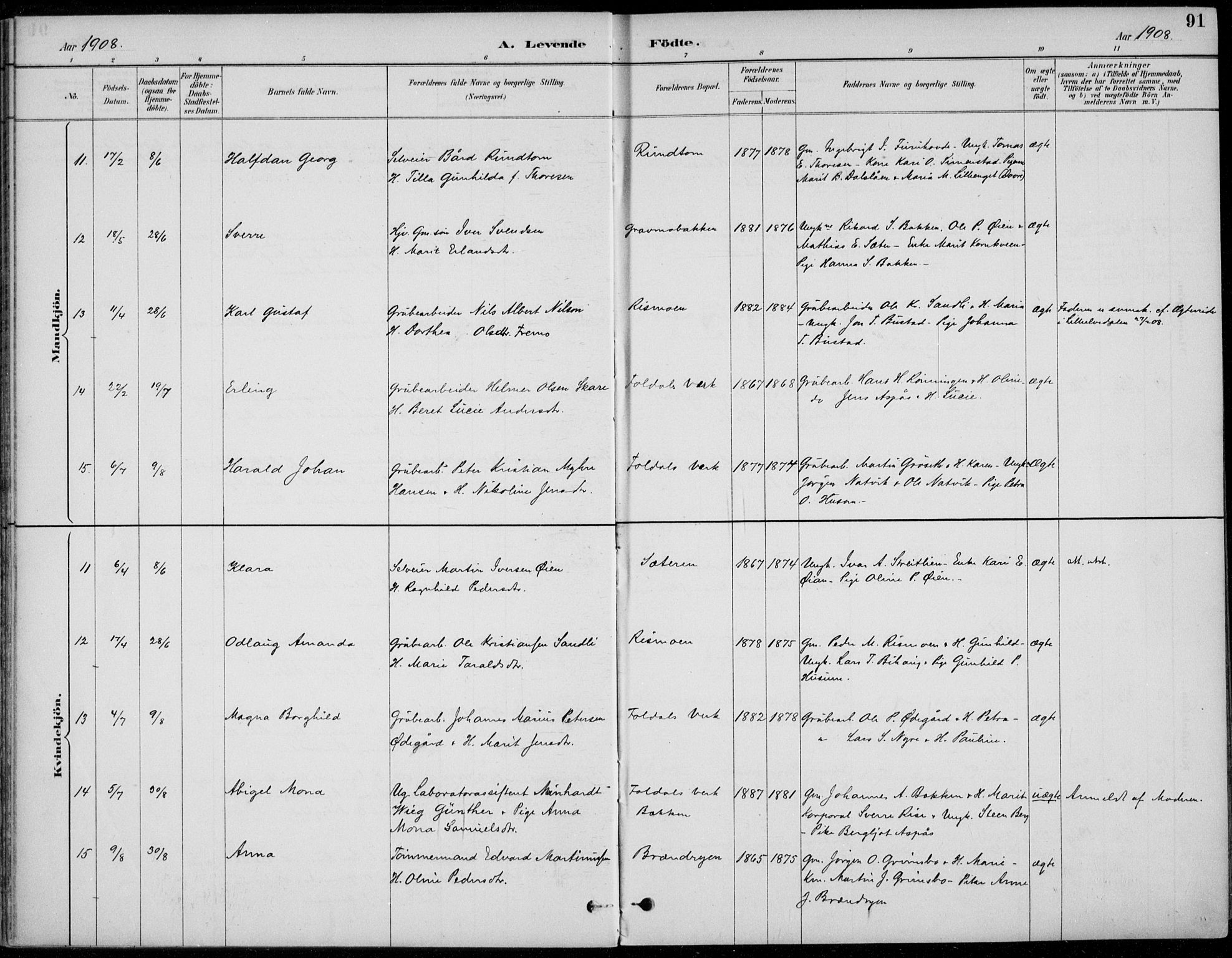 Alvdal prestekontor, AV/SAH-PREST-060/H/Ha/Haa/L0003: Parish register (official) no. 3, 1886-1912, p. 91