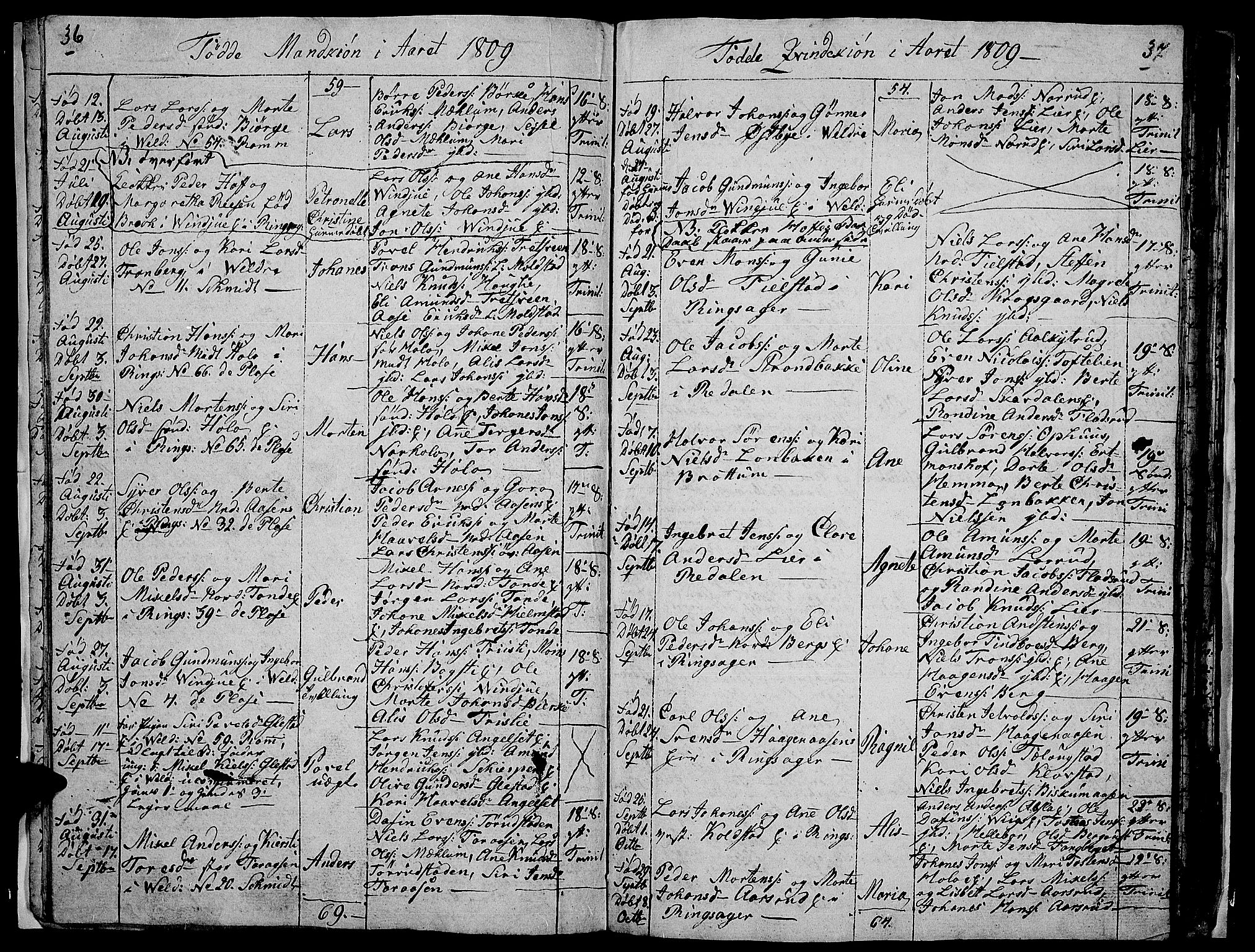 Ringsaker prestekontor, AV/SAH-PREST-014/I/Ia/L0005/0008: Parish register draft no. 5.8, 1807-1811, p. 36-37