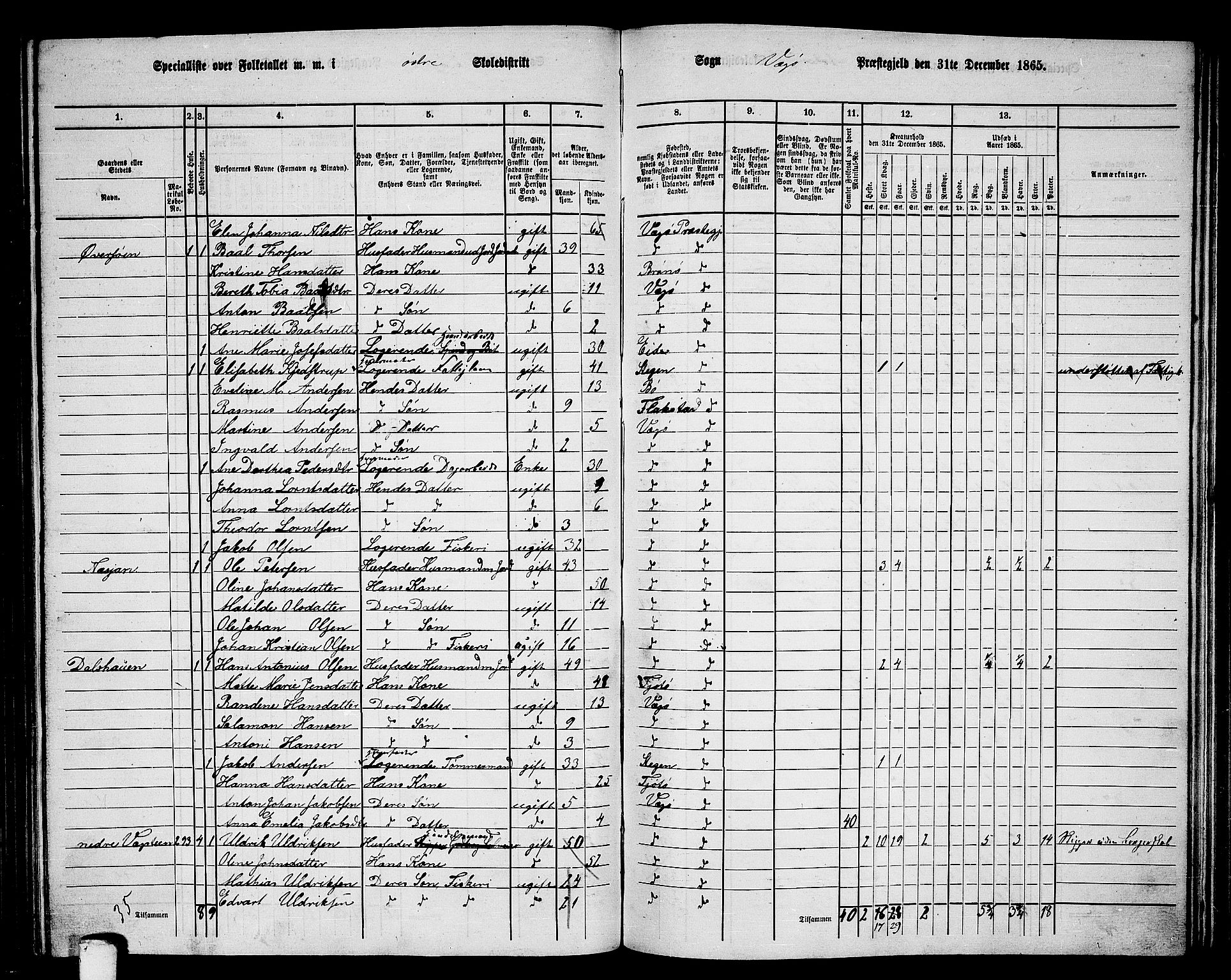 RA, 1865 census for Vega, 1865, p. 26