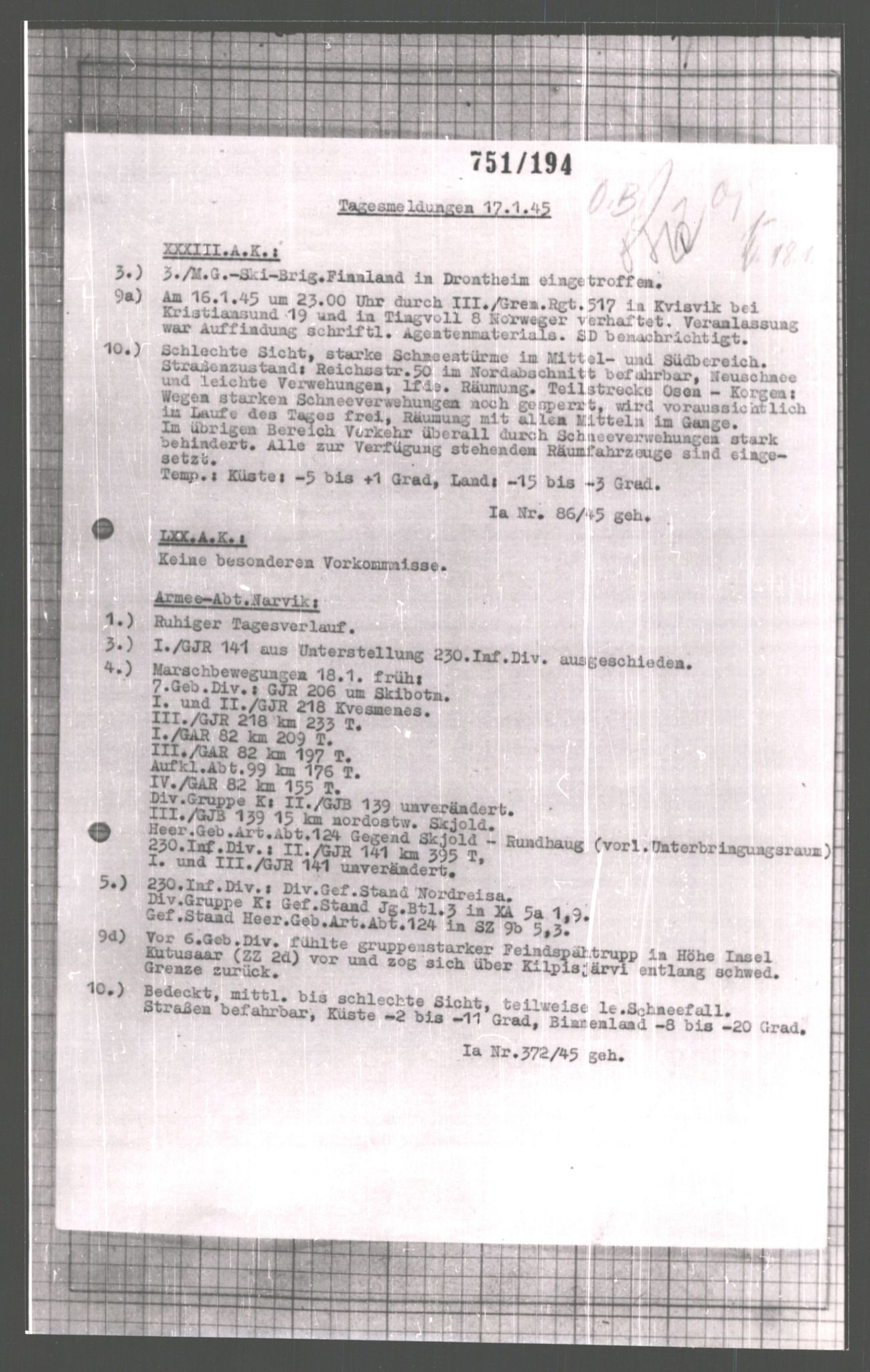 Forsvarets Overkommando. 2 kontor. Arkiv 11.4. Spredte tyske arkivsaker, AV/RA-RAFA-7031/D/Dar/Dara/L0006: Krigsdagbøker for 20. Gebirgs-Armee-Oberkommando (AOK 20), 1945, p. 589