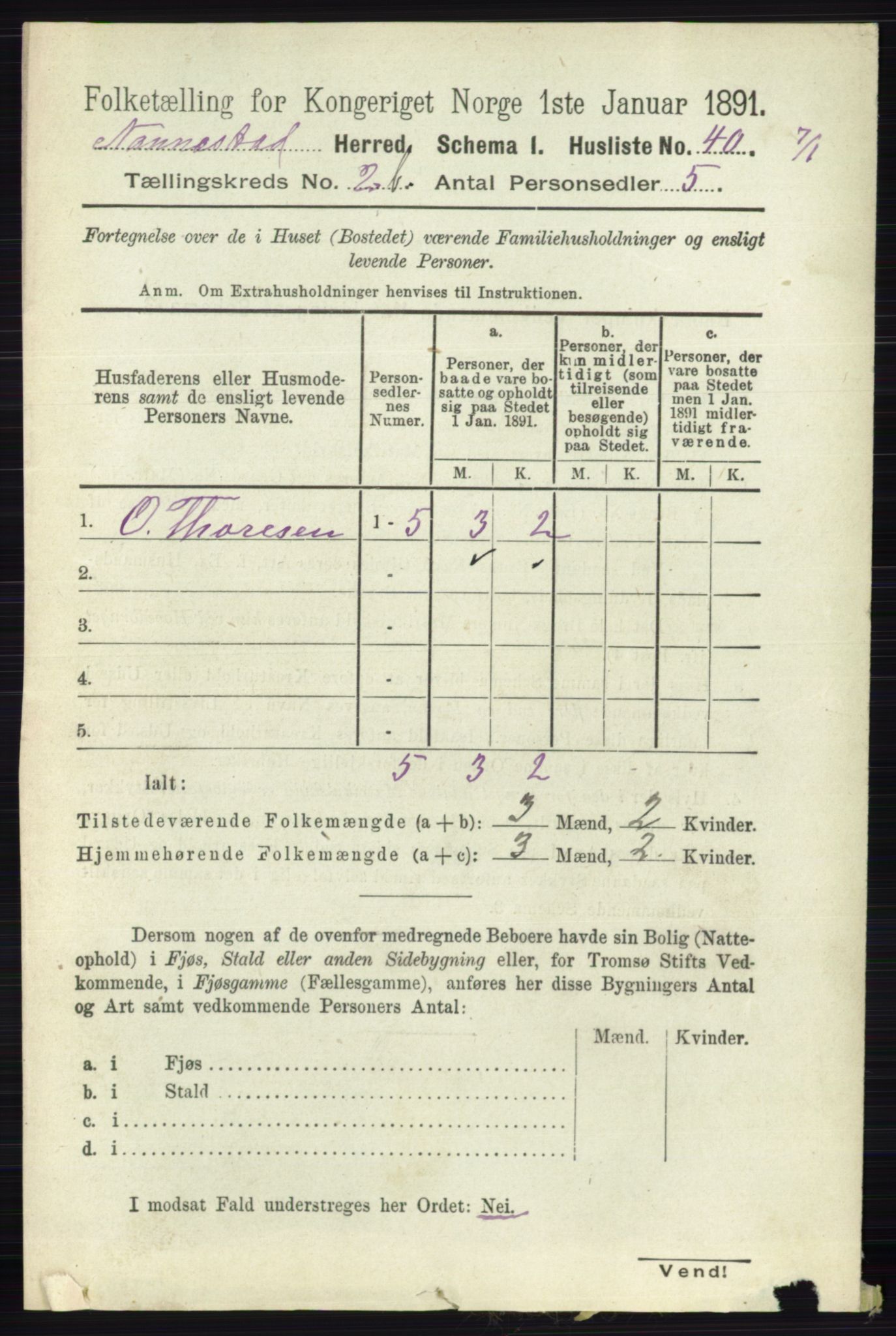 RA, 1891 census for 0238 Nannestad, 1891, p. 1153