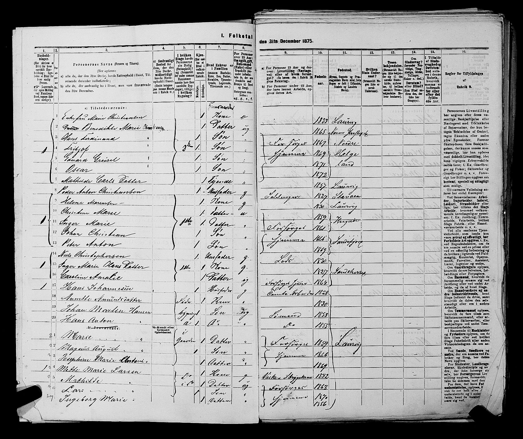 SAKO, 1875 census for 0707P Larvik, 1875, p. 31