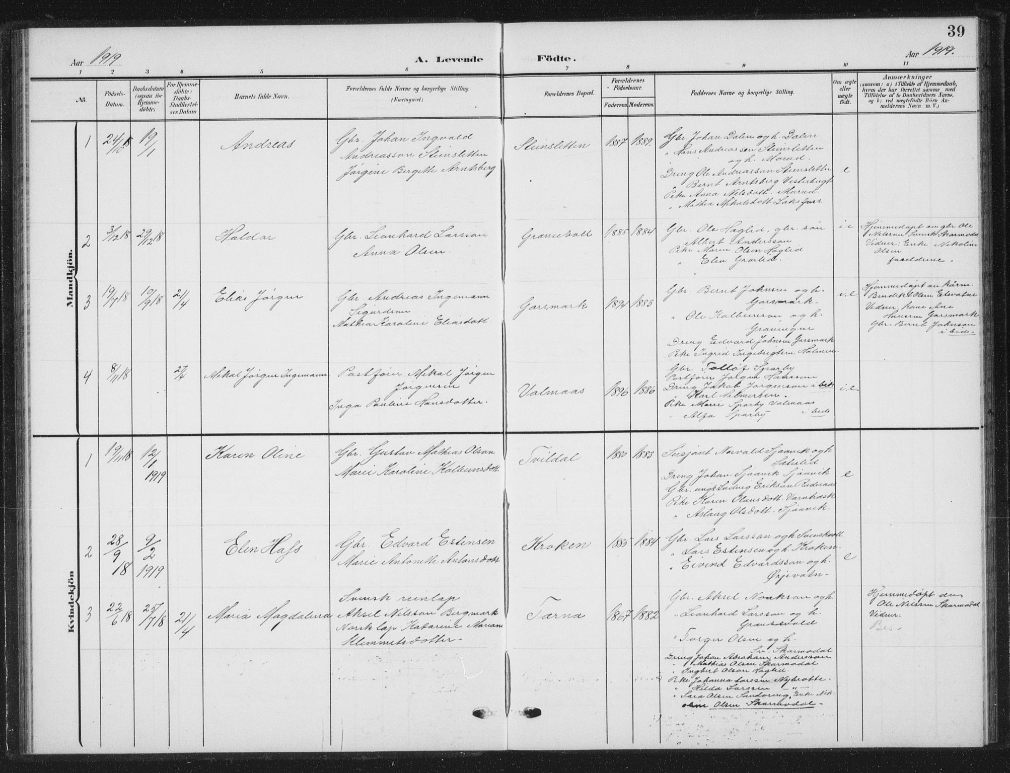 Ministerialprotokoller, klokkerbøker og fødselsregistre - Nordland, AV/SAT-A-1459/823/L0331: Parish register (copy) no. 823C03, 1905-1934, p. 39