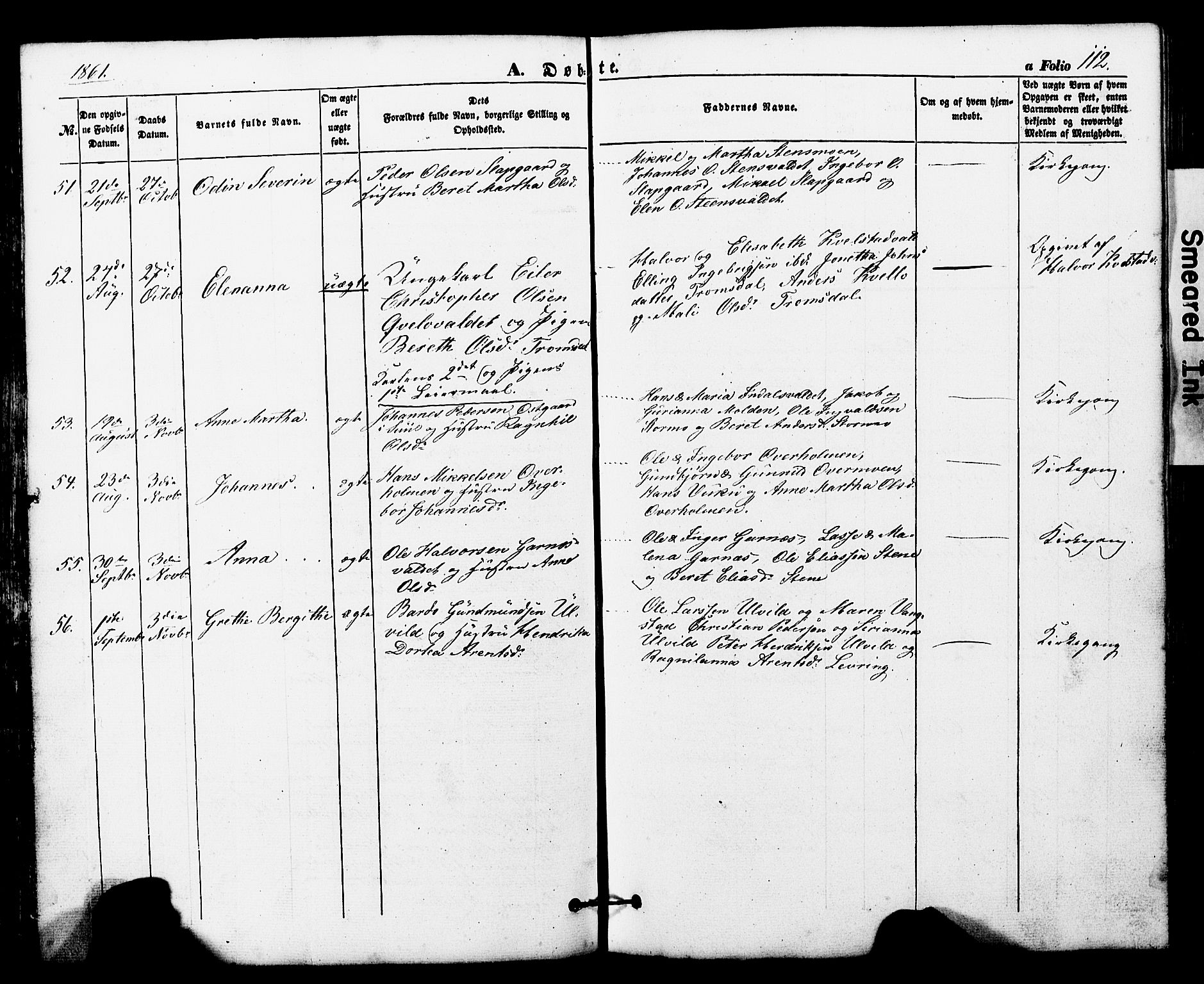 Ministerialprotokoller, klokkerbøker og fødselsregistre - Nord-Trøndelag, SAT/A-1458/724/L0268: Parish register (copy) no. 724C04, 1846-1878, p. 112