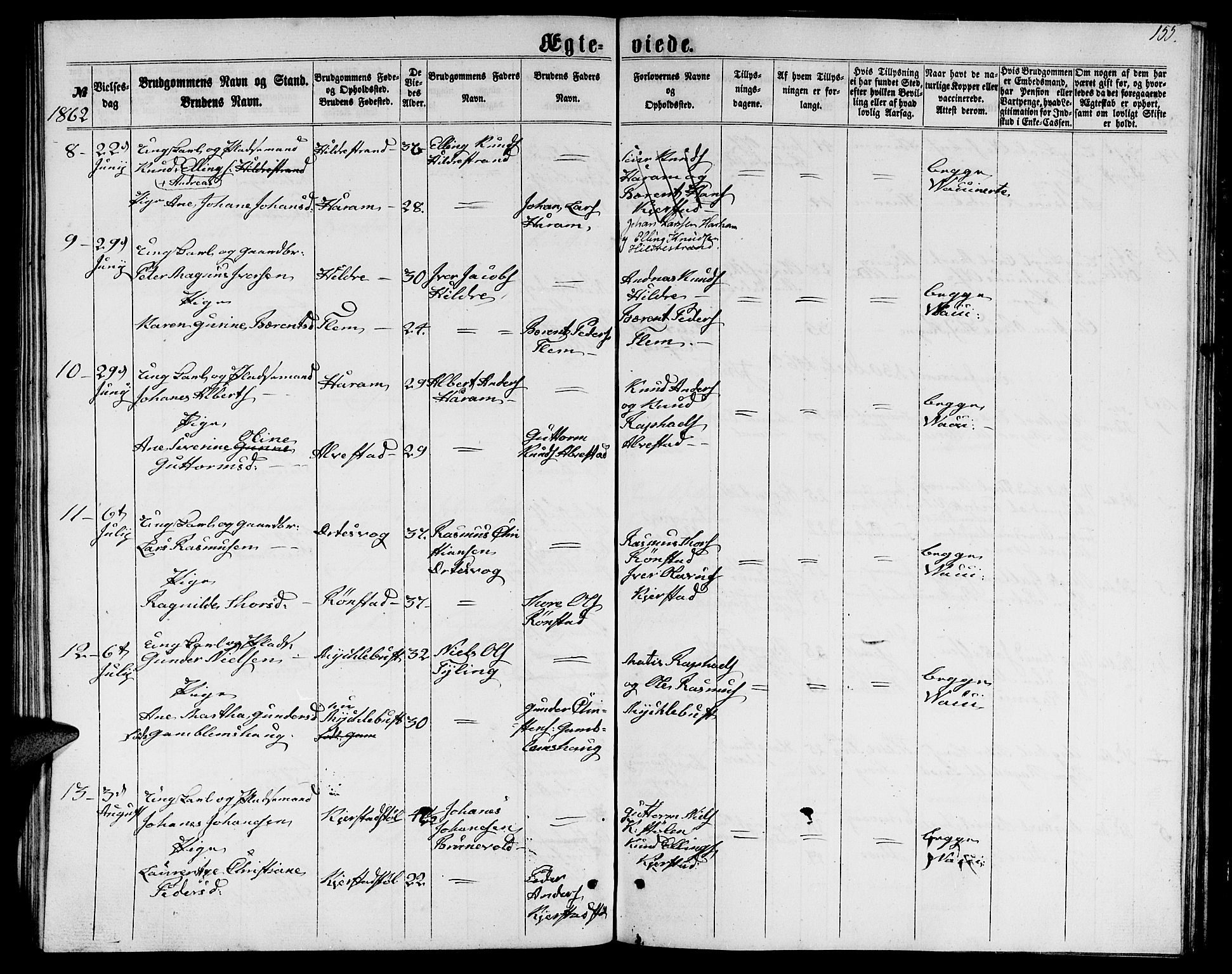 Ministerialprotokoller, klokkerbøker og fødselsregistre - Møre og Romsdal, AV/SAT-A-1454/536/L0508: Parish register (copy) no. 536C03, 1860-1870, p. 155