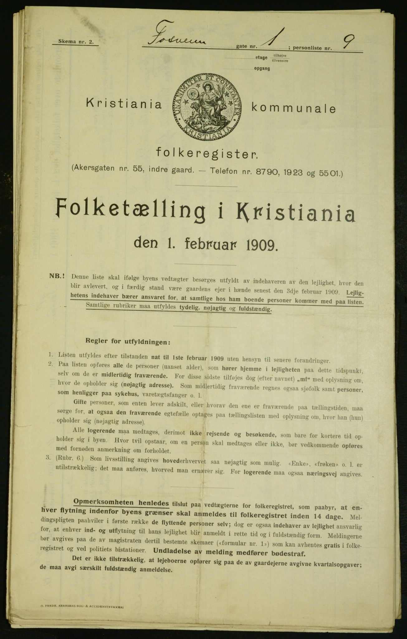 OBA, Municipal Census 1909 for Kristiania, 1909, p. 22303