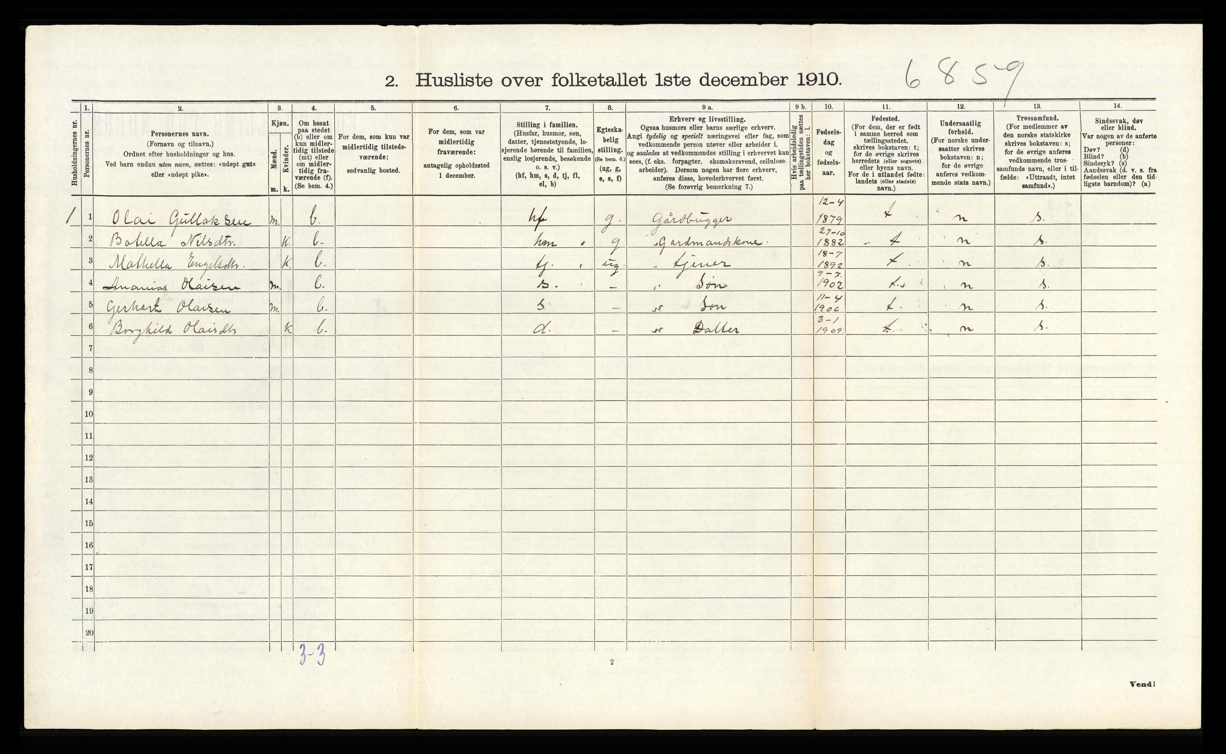 RA, 1910 census for Austrheim, 1910, p. 99