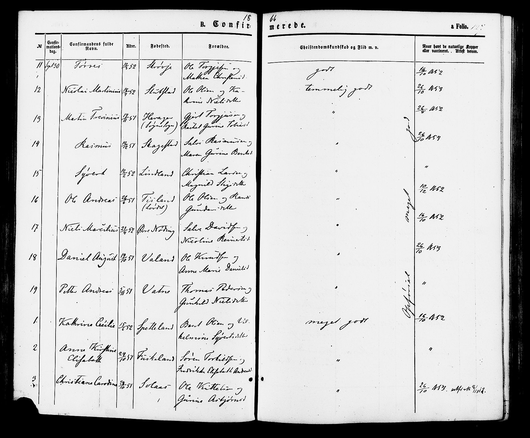 Holum sokneprestkontor, AV/SAK-1111-0022/F/Fa/Faa/L0006: Parish register (official) no. A 6, 1865-1883, p. 127