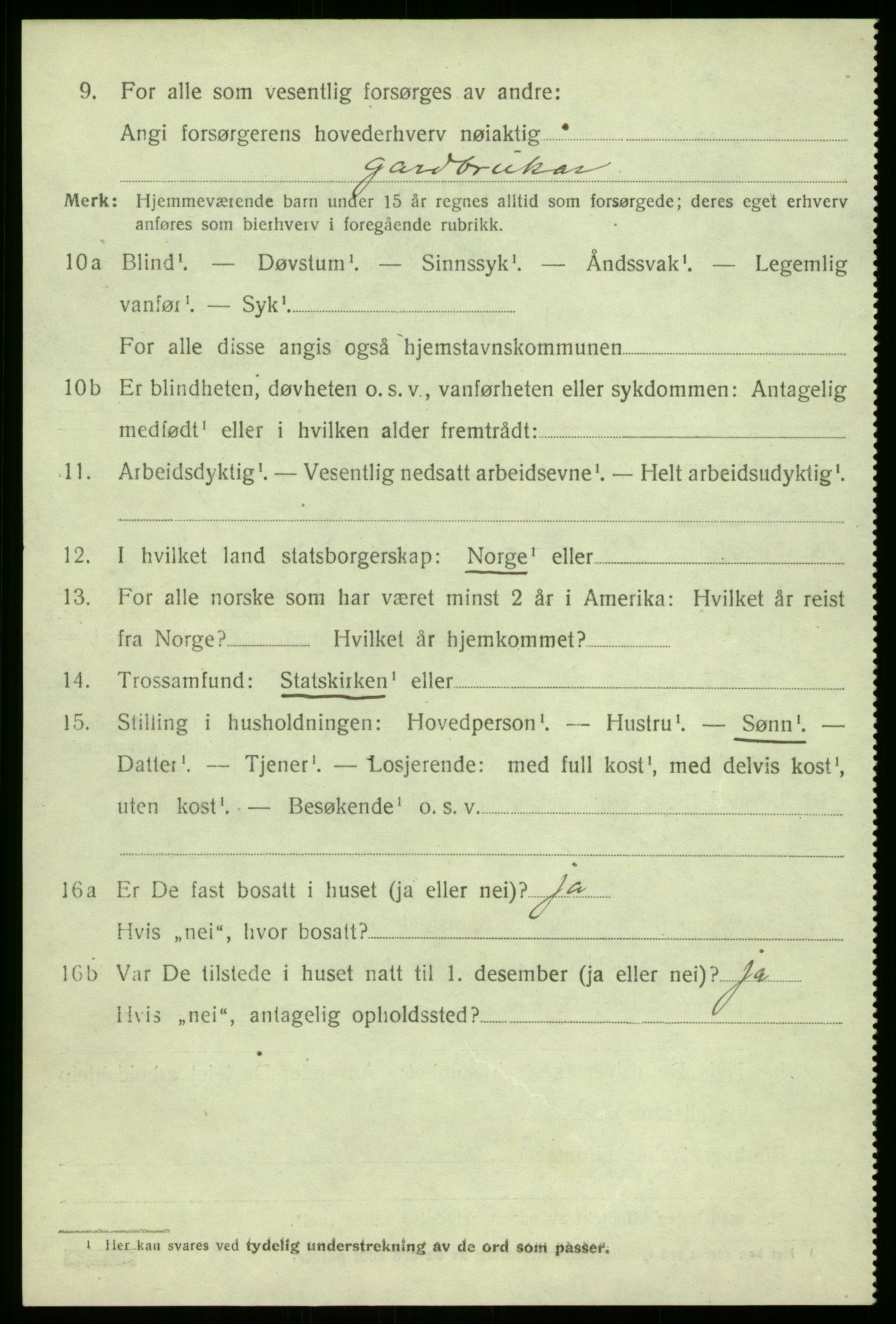 SAB, 1920 census for Gulen, 1920, p. 1318