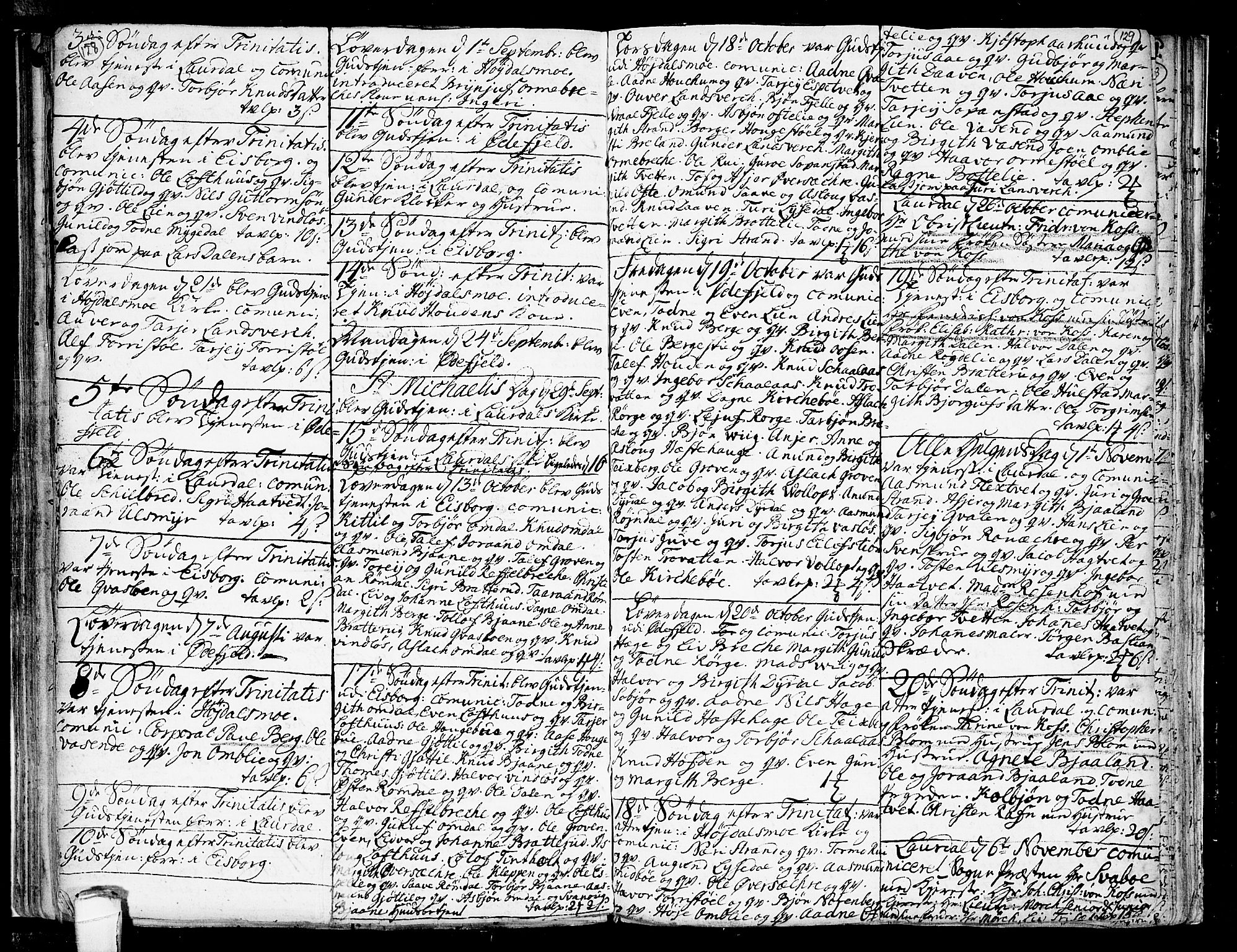 Lårdal kirkebøker, SAKO/A-284/F/Fa/L0002: Parish register (official) no. I 2, 1734-1754, p. 128-129