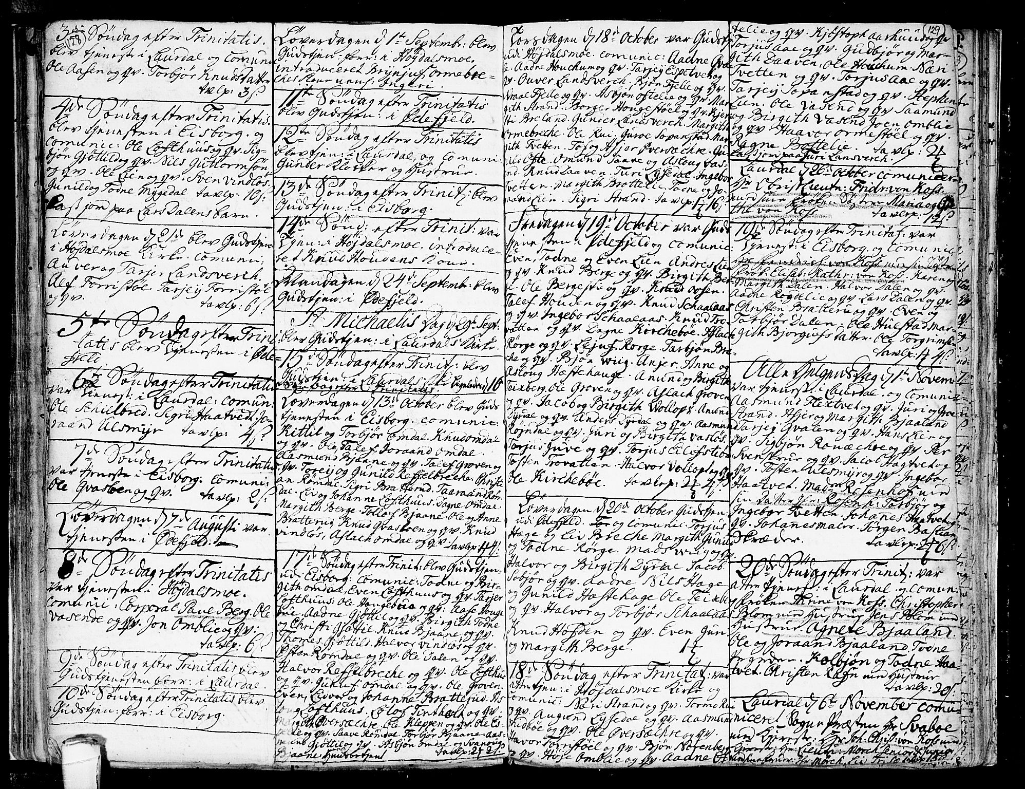 Lårdal kirkebøker, AV/SAKO-A-284/F/Fa/L0002: Parish register (official) no. I 2, 1734-1754, p. 128-129