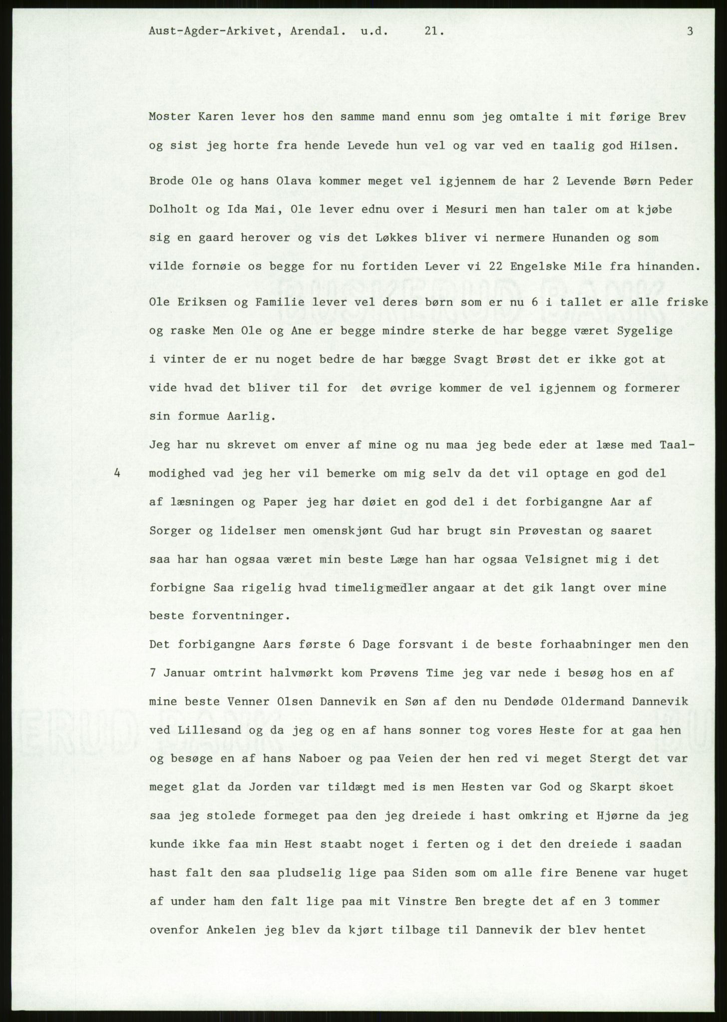 Samlinger til kildeutgivelse, Amerikabrevene, AV/RA-EA-4057/F/L0026: Innlån fra Aust-Agder: Aust-Agder-Arkivet - Erickson, 1838-1914, p. 289