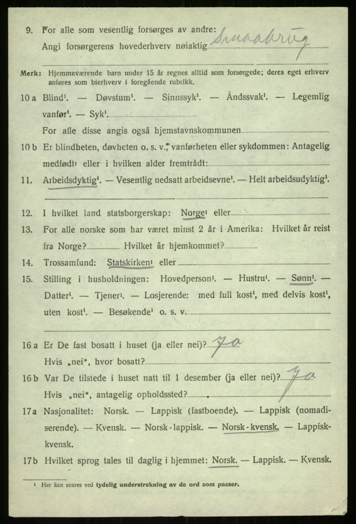 SATØ, 1920 census for Balsfjord, 1920, p. 3851