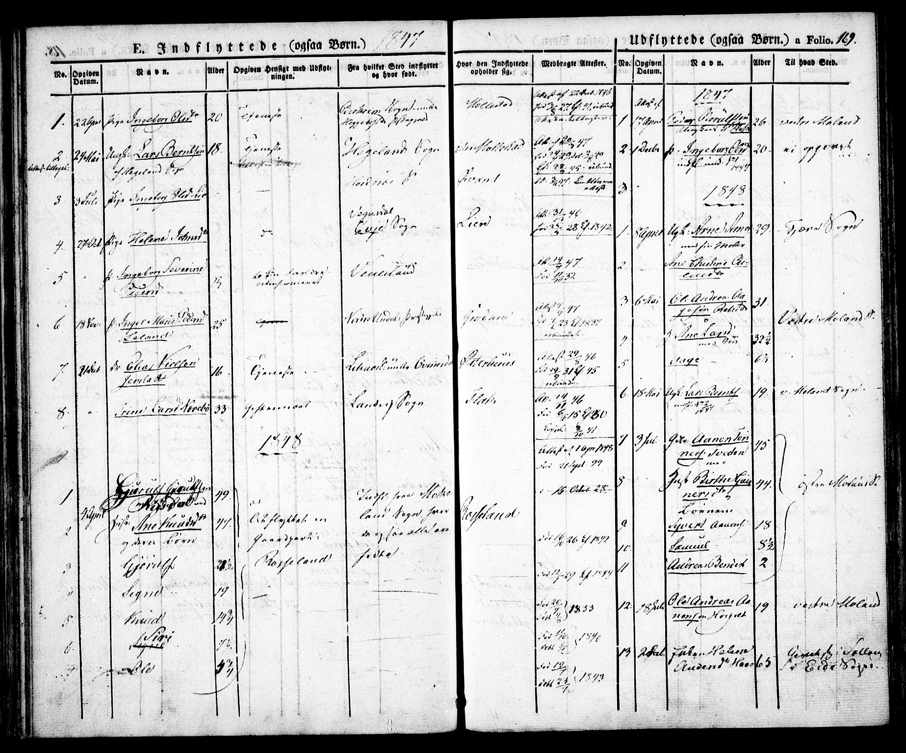 Birkenes sokneprestkontor, SAK/1111-0004/F/Fa/L0001: Parish register (official) no. A 1, 1829-1849, p. 169