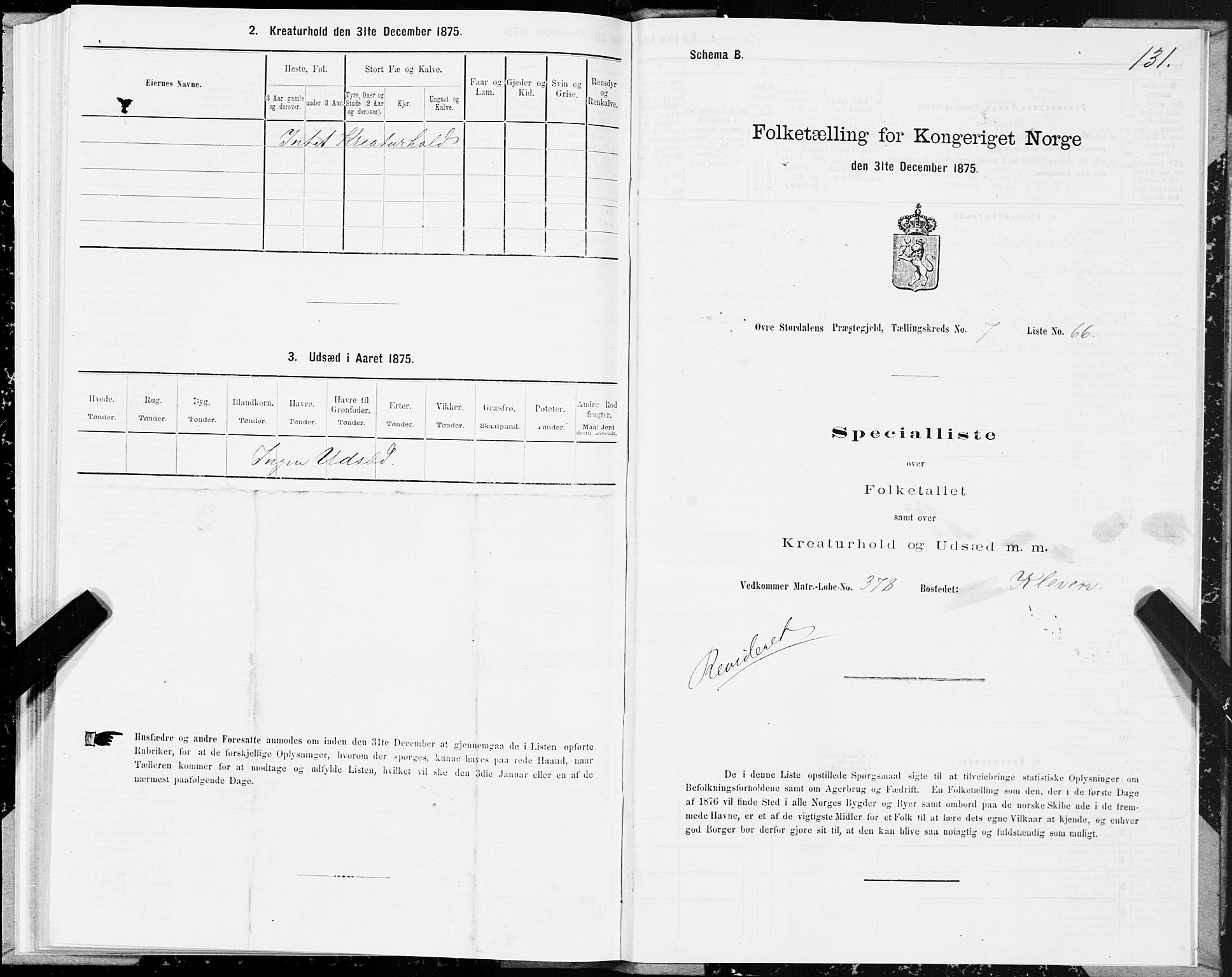 SAT, 1875 census for 1711P Øvre Stjørdal, 1875, p. 4131