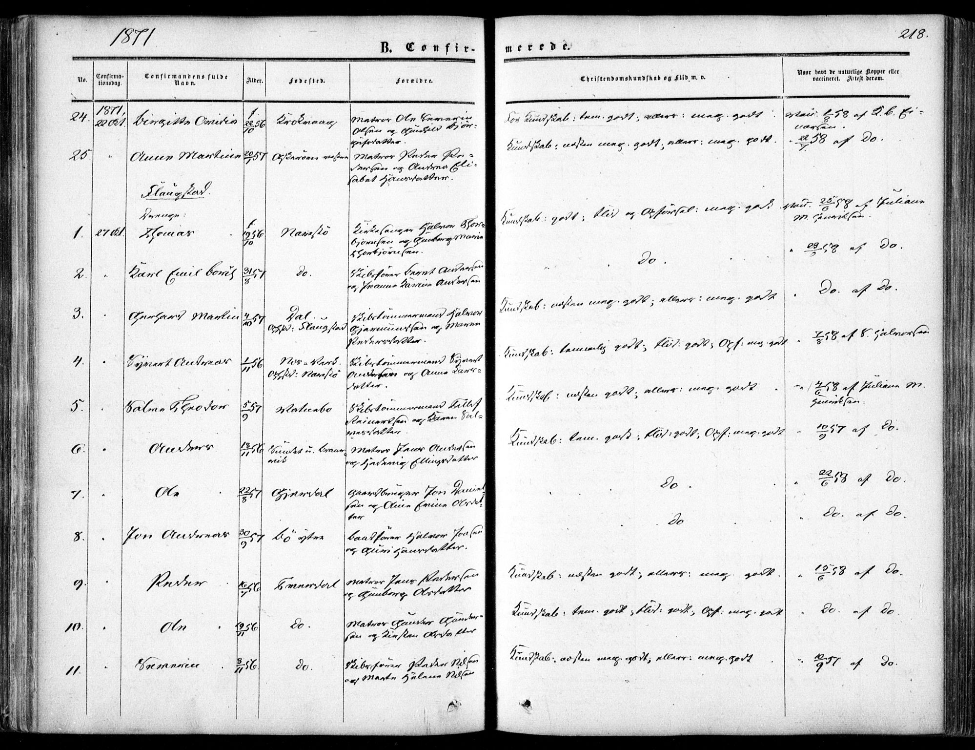 Dypvåg sokneprestkontor, AV/SAK-1111-0007/F/Fa/Faa/L0006: Parish register (official) no. A 6, 1855-1872, p. 218