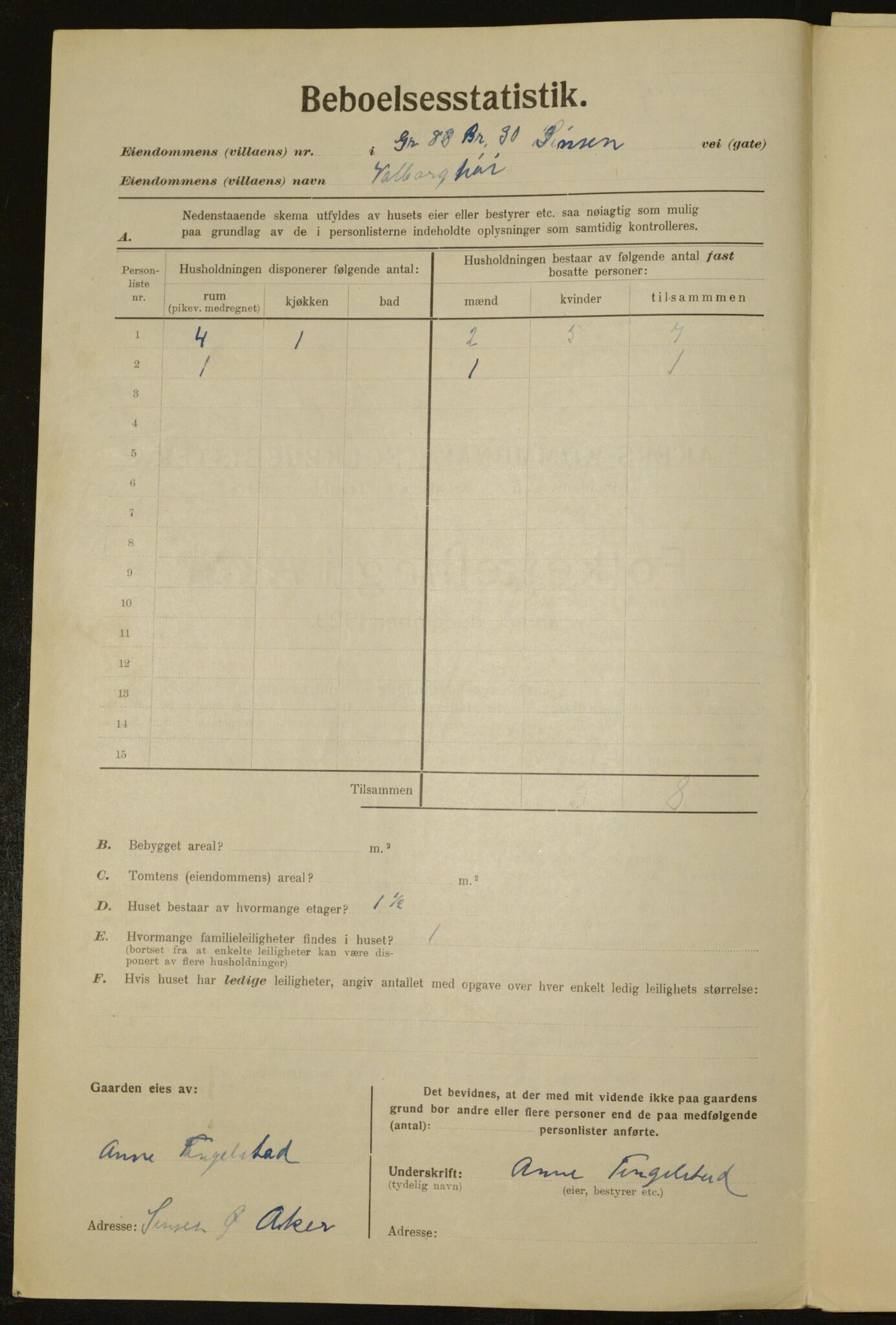 , Municipal Census 1923 for Aker, 1923, p. 30544