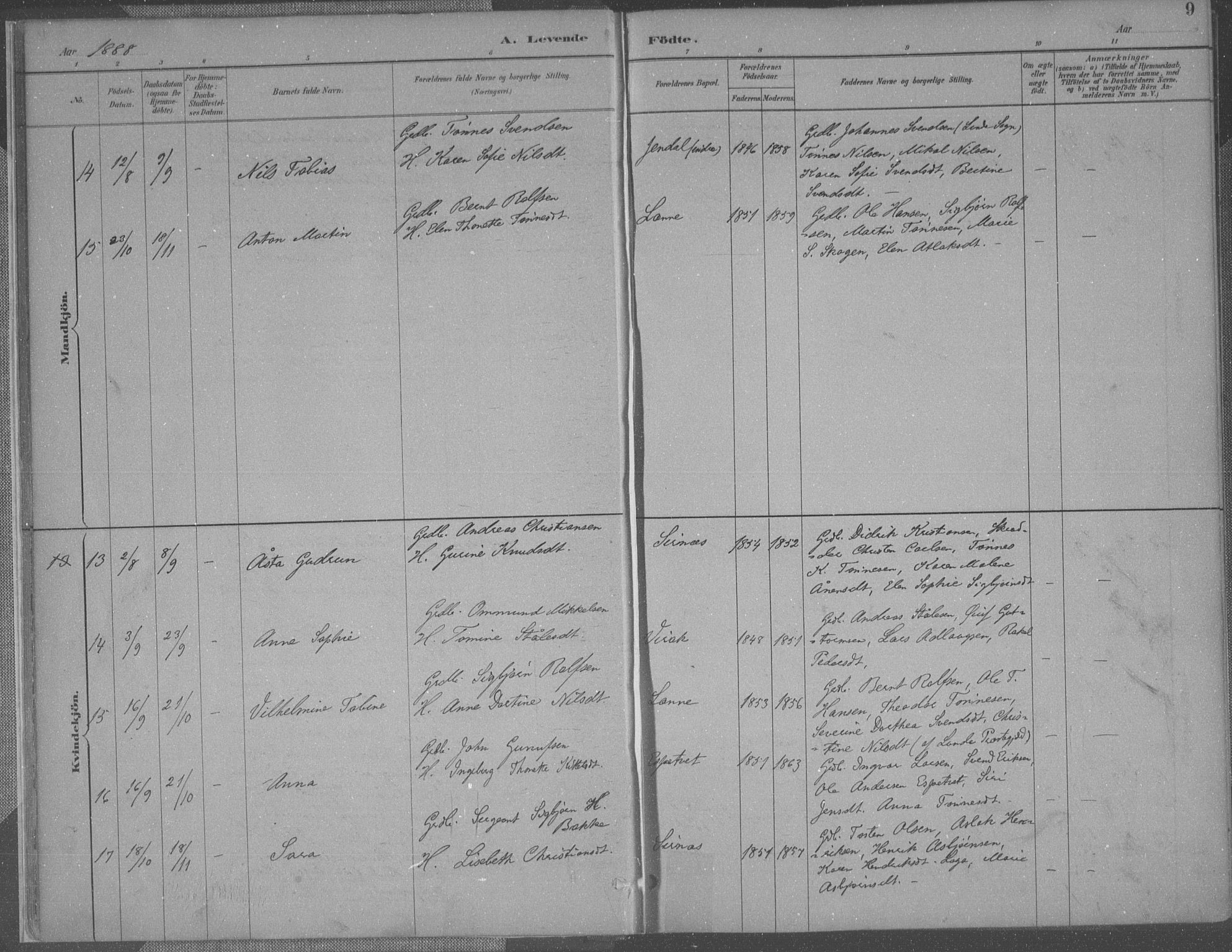 Bakke sokneprestkontor, AV/SAK-1111-0002/F/Fa/Faa/L0008: Parish register (official) no. A 8, 1887-1911, p. 9