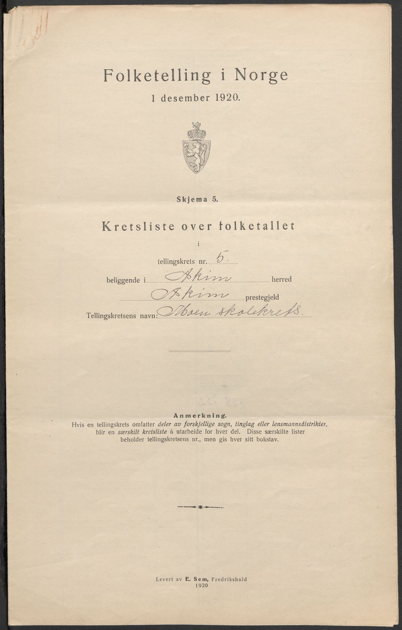 SAO, 1920 census for Askim, 1920, p. 27