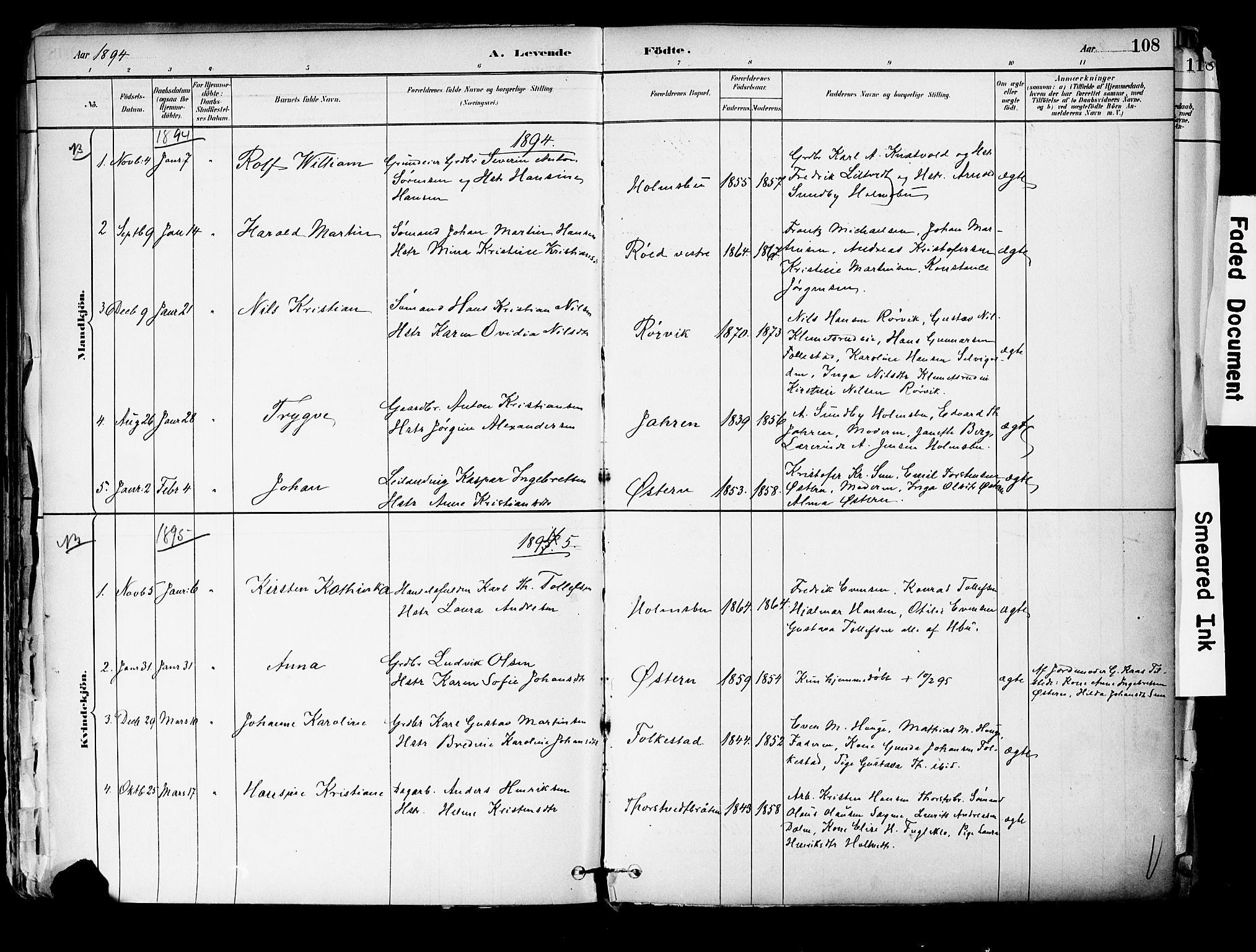 Hurum kirkebøker, SAKO/A-229/F/Fa/L0014: Parish register (official) no. 14, 1882-1895, p. 108
