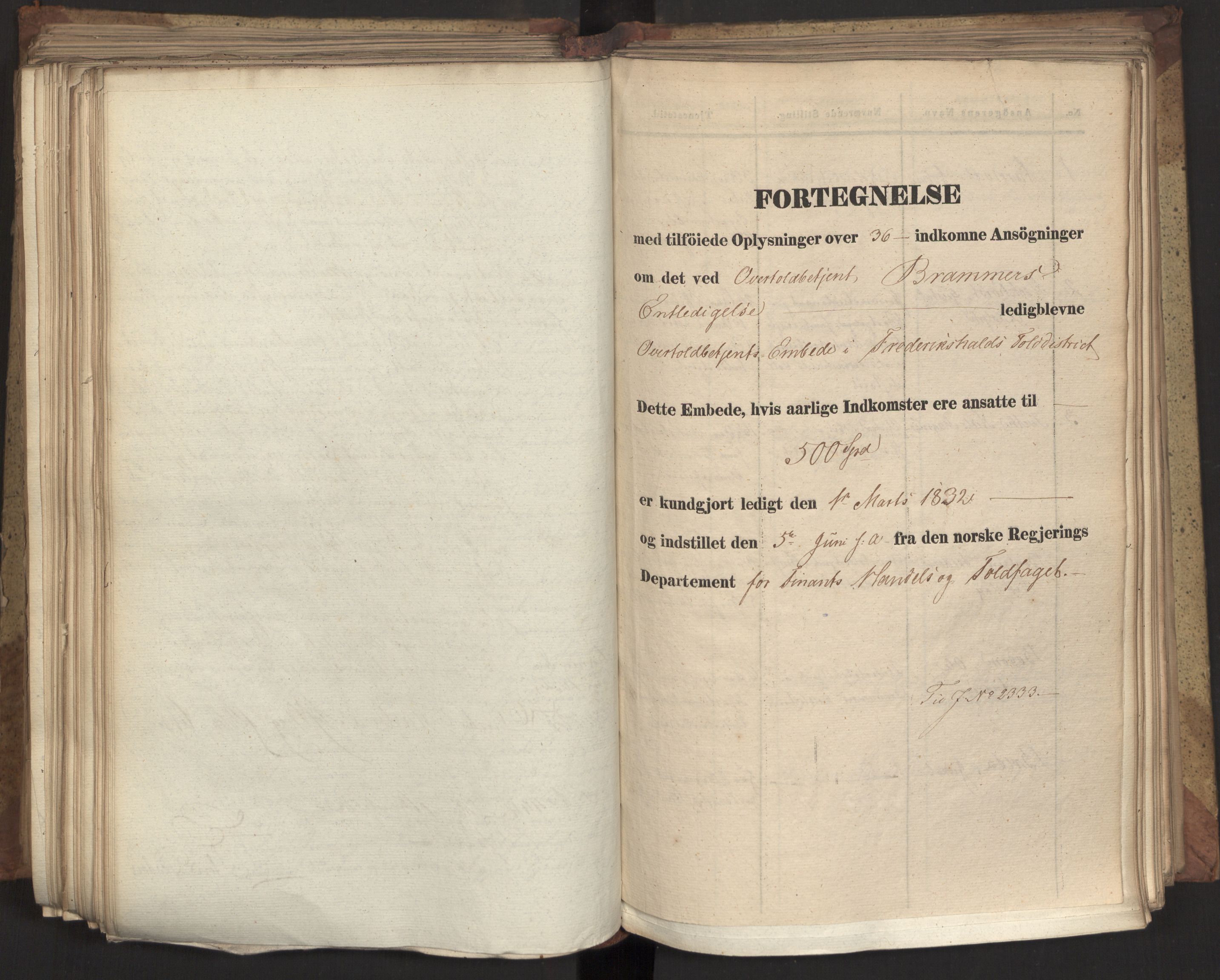 Statsrådsavdelingen i Stockholm, AV/RA-S-1003/D/Da/L0078: Regjeringsinnstillinger nr. 2260-2399, 1832, p. 296